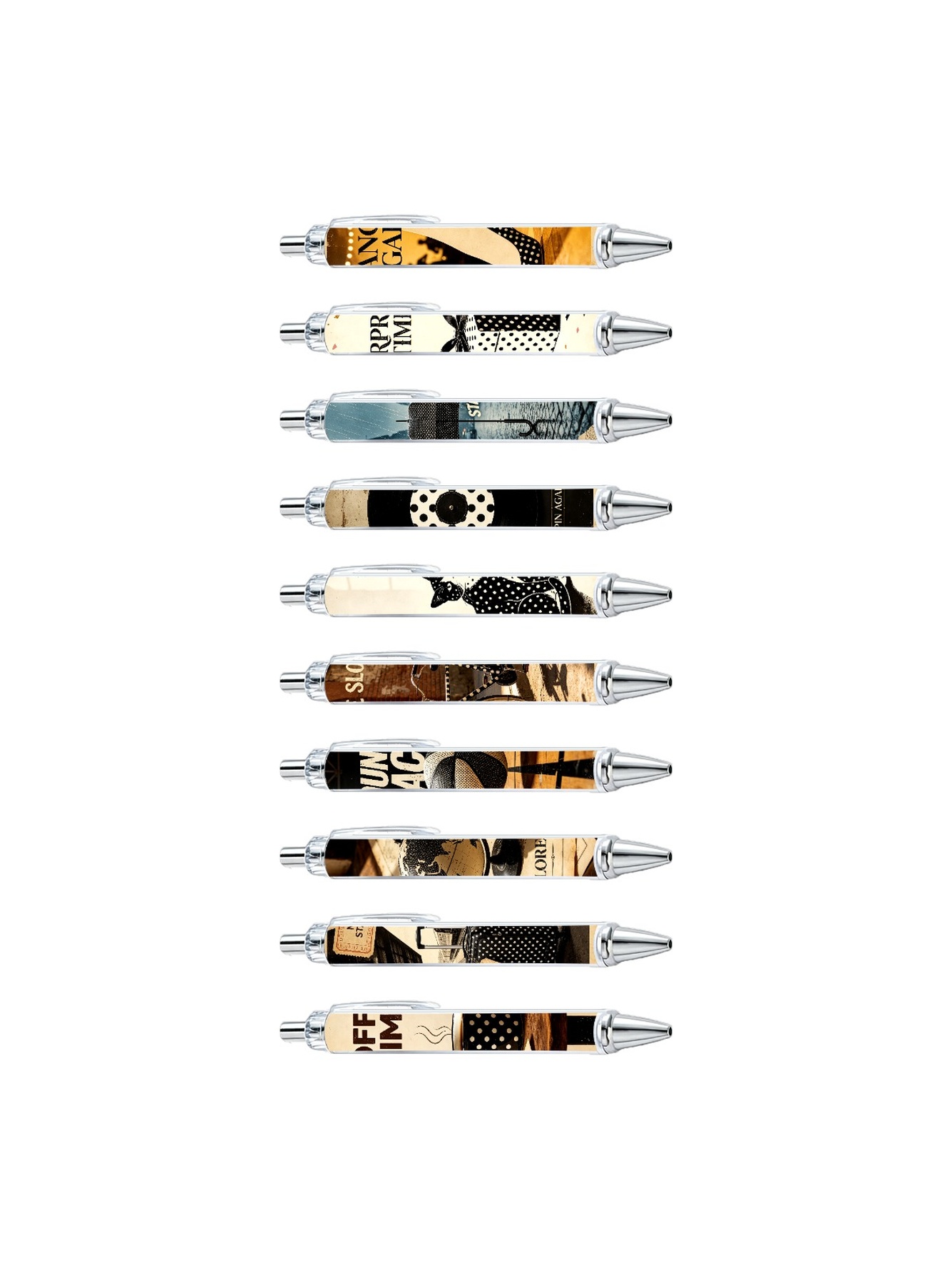 Polka Dot Gel Pens, Black White Dots, Black Ink - 10-Pack
