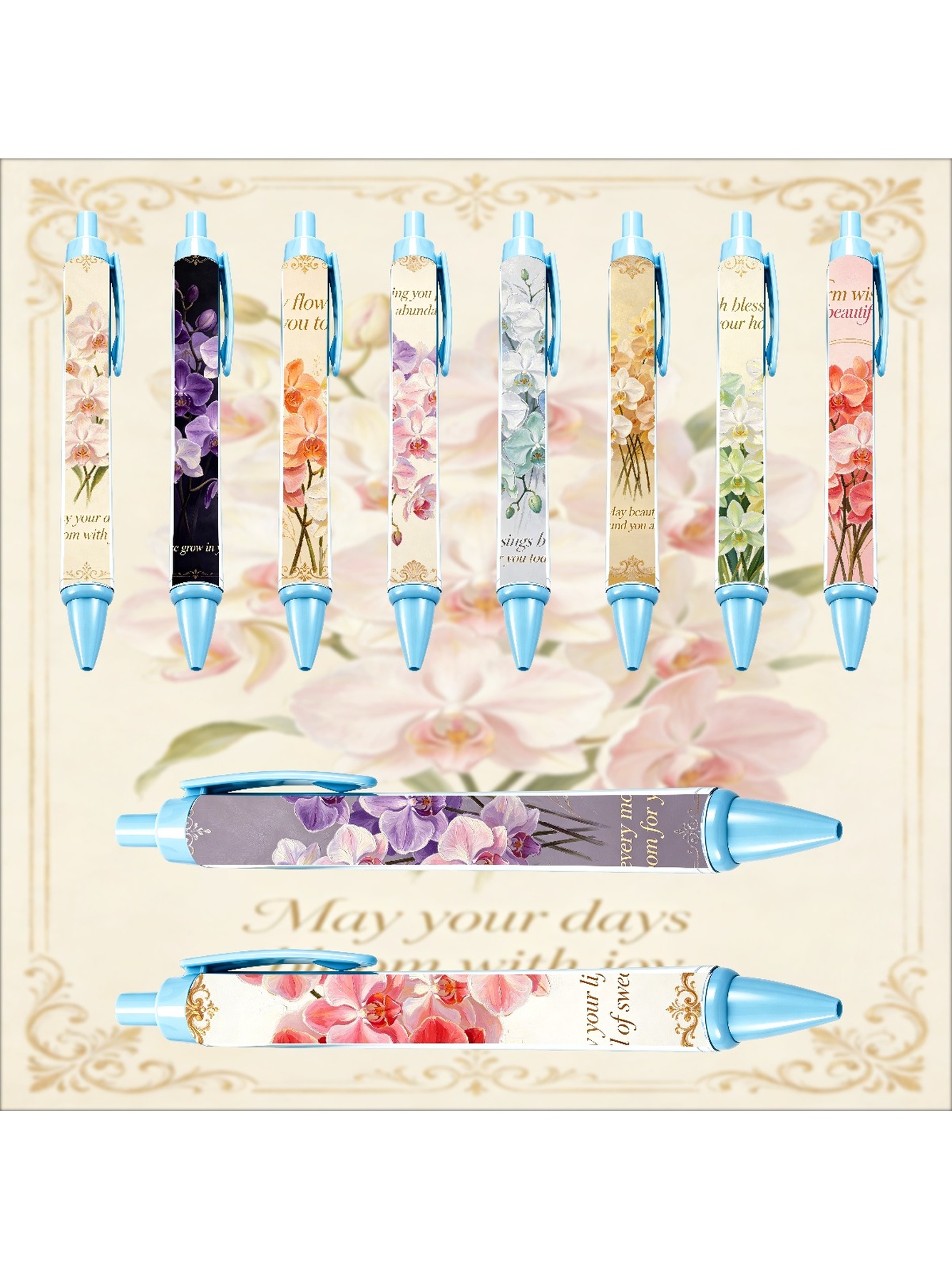 Daisy Retractable Pen, Yellow Joyful Days - 10-Pack
