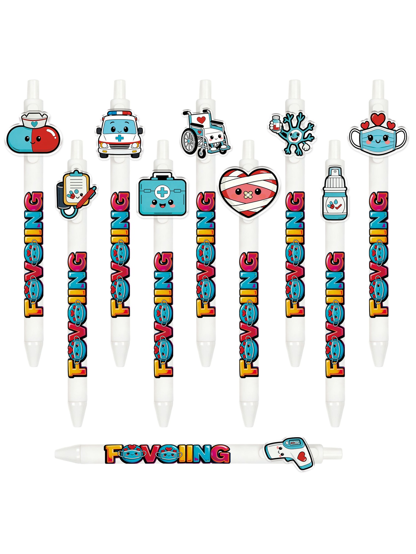Medical Specialized Push Button Ballpoint Pens - 10-Pack
