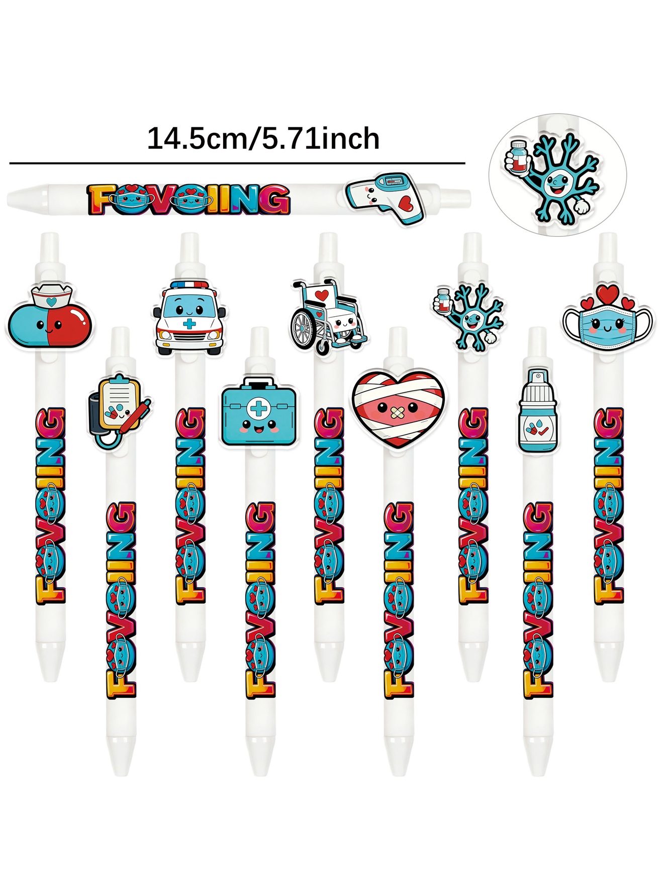 Medical Specialized Push Button Ballpoint Pens - 10-Pack
