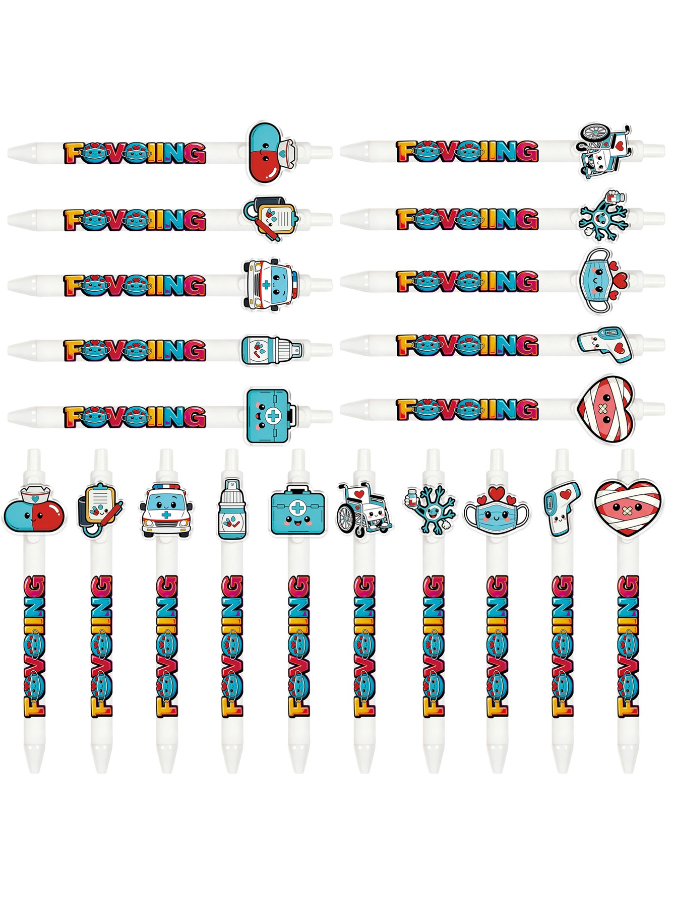 Medical Specialized Push Button Ballpoint Pens - 10-Pack