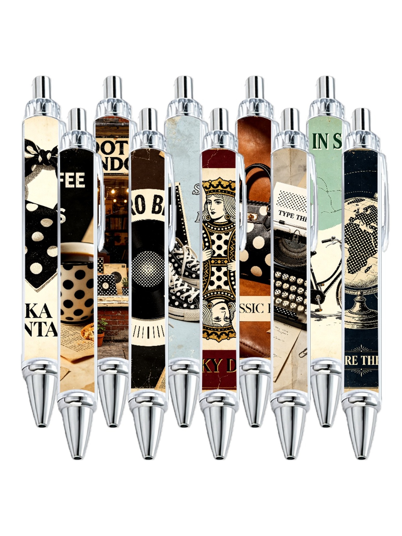 Dot Pattern Gel Pens, Dots, Black Ink - 10-Pack