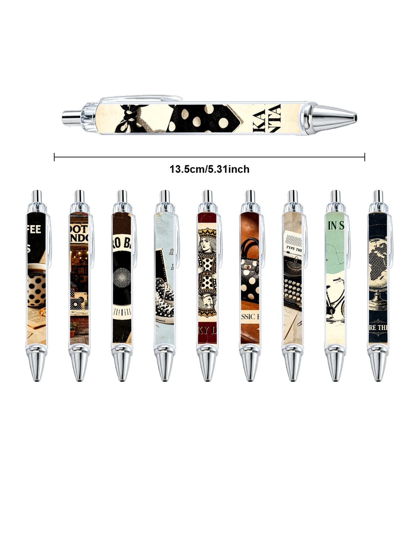 Dot Pattern Gel Pens, Dots, Black Ink - 10-Pack
