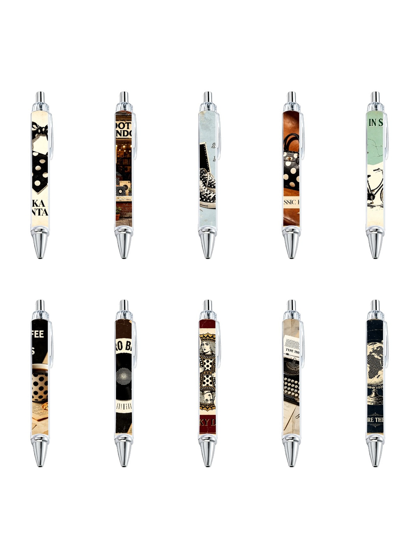 Dot Pattern Gel Pens, Dots, Black Ink - 10-Pack