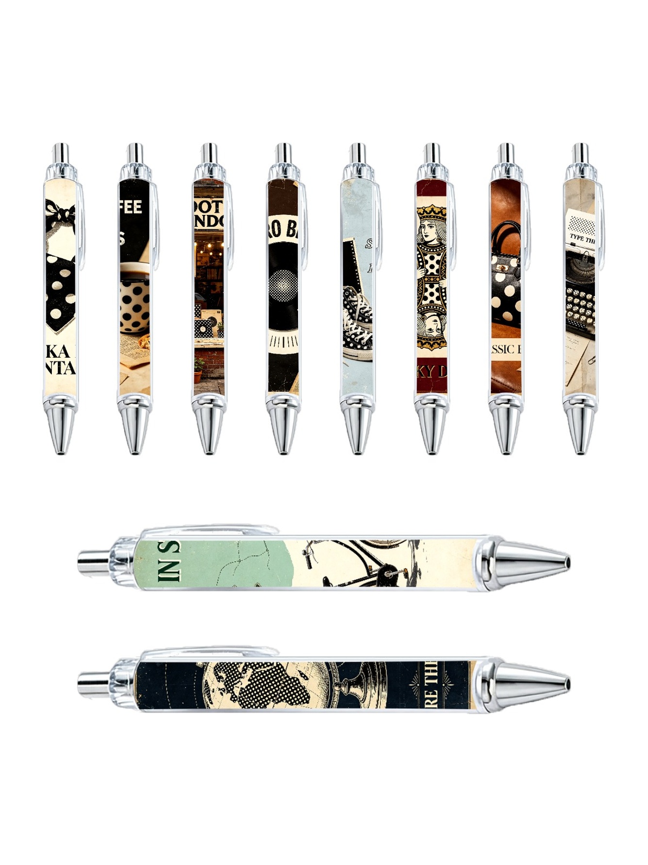 Dot Pattern Gel Pens, Dots, Black Ink - 10-Pack