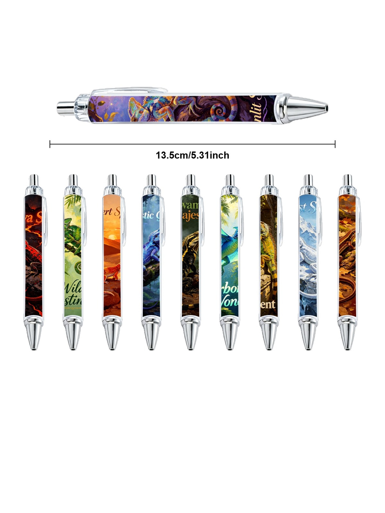 Lizard Gel Pens, Reptile Pattern Stationery - 10-Pack