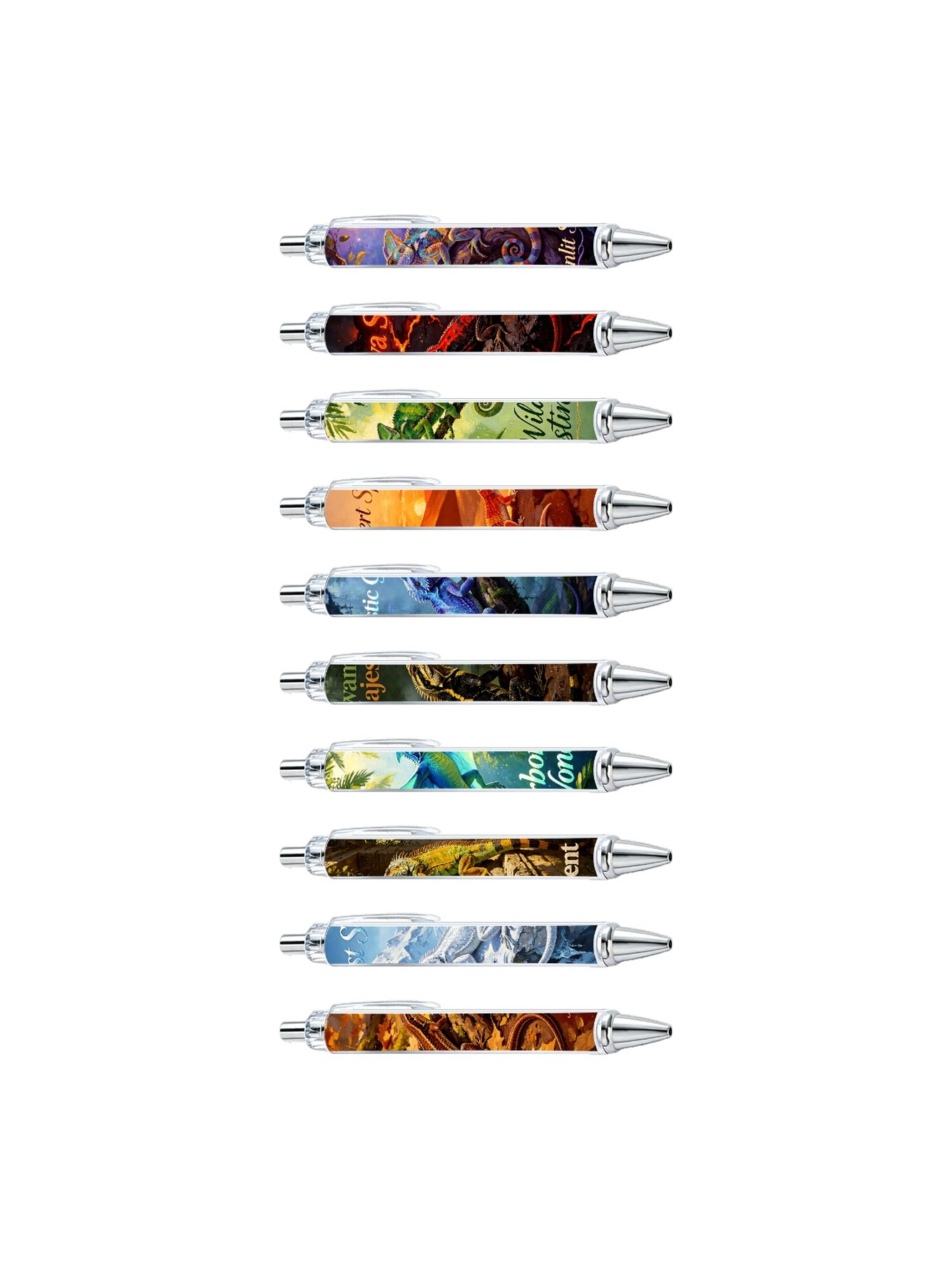 Lizard Gel Pens, Reptile Pattern Stationery - 10-Pack