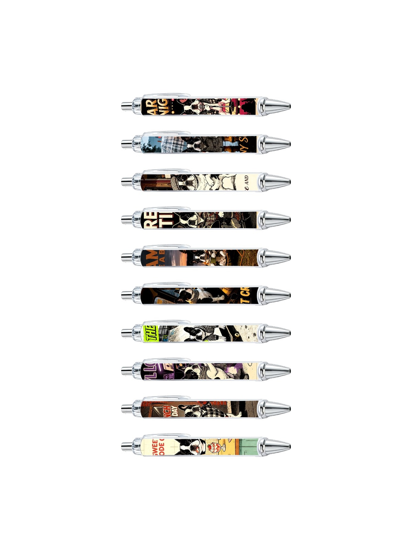 French Bulldog Gel Pens Black Ink - 10-Pack