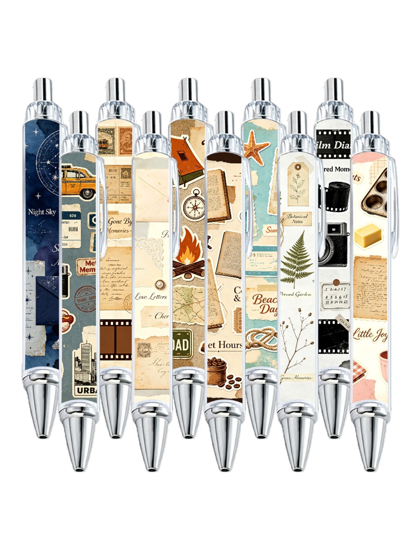 Planner Gel Pens, Sticker Pattern, Black Ink - 10-Pack