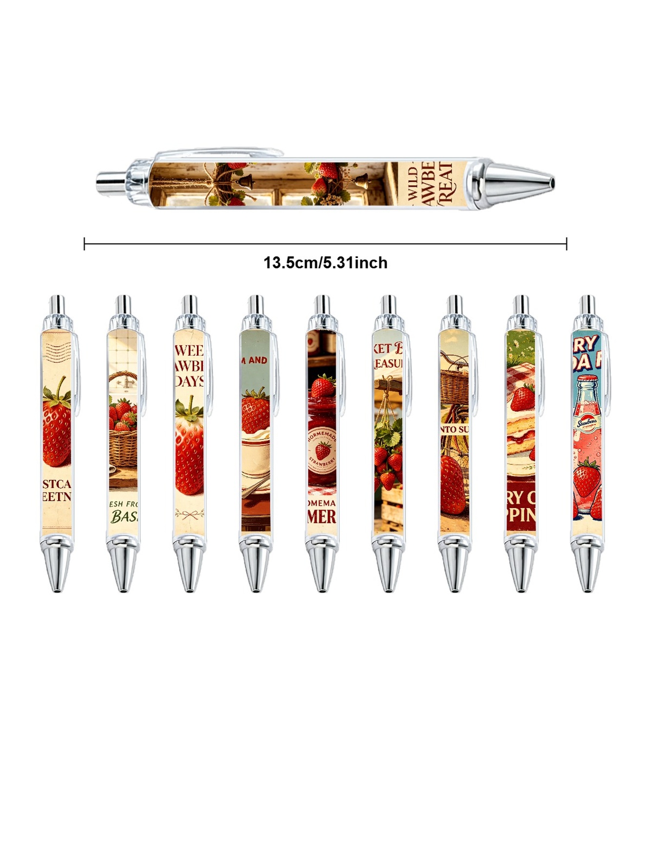 Strawberry Gel Pens Black Ink - 10-Pack