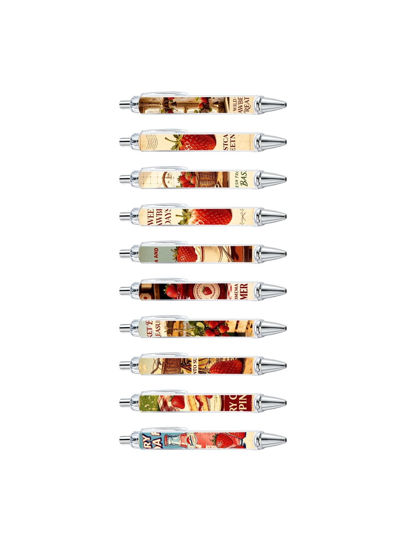 Strawberry Gel Pens Black Ink - 10-Pack