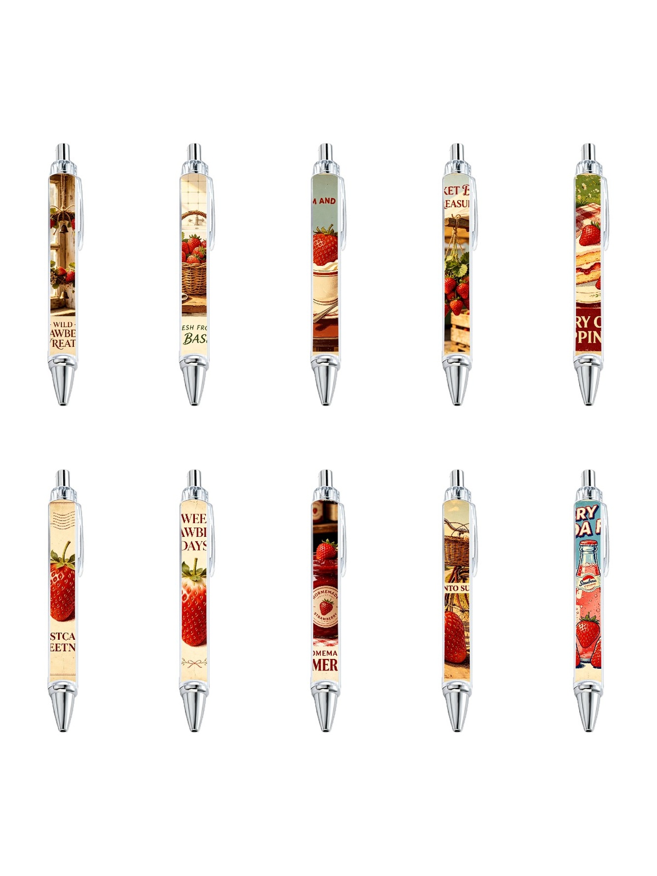Strawberry Gel Pens Black Ink - 10-Pack