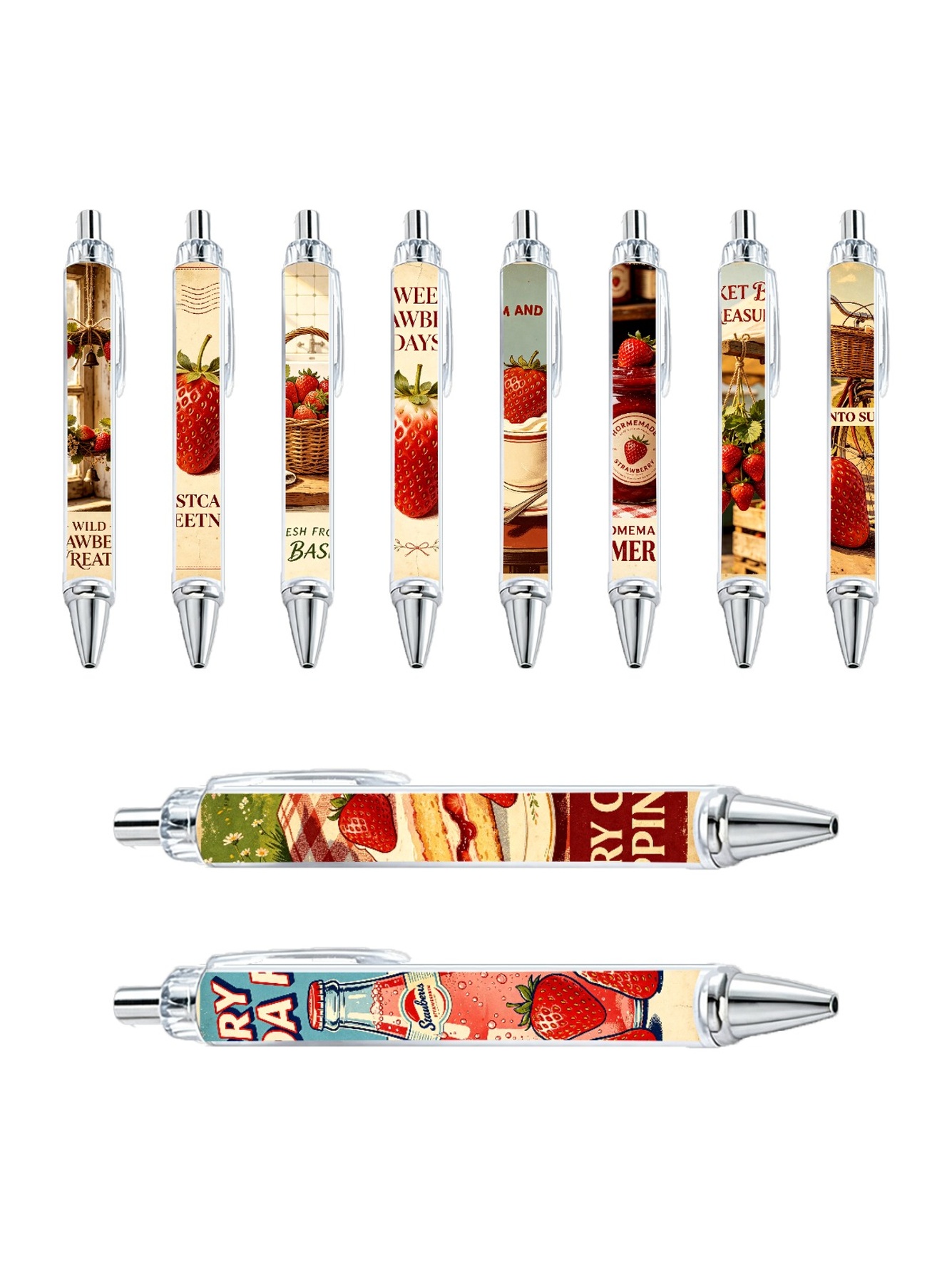 Strawberry Gel Pens Black Ink - 10-Pack