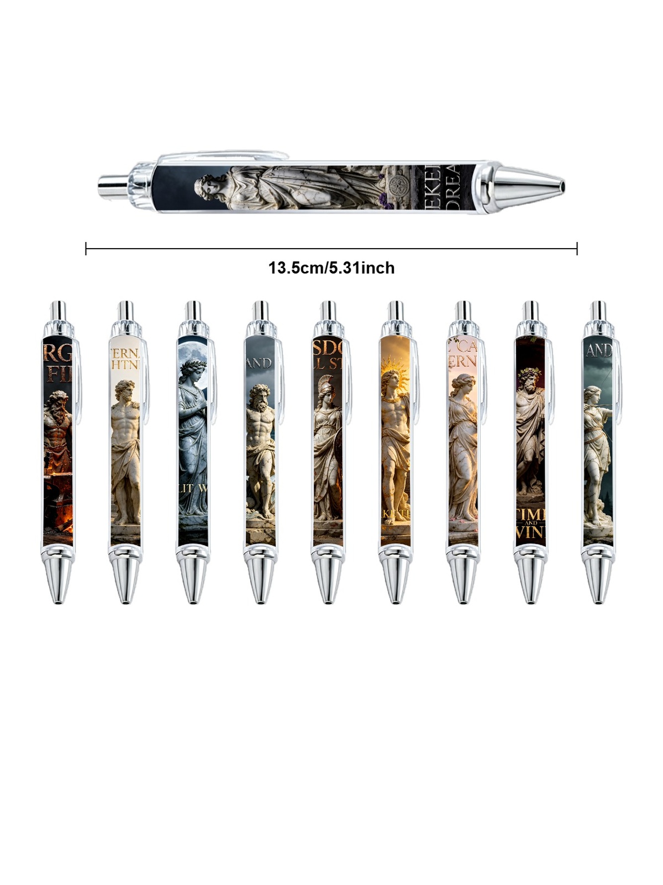Greek Statue Gel Pens, Sculpture, Black Ink - 10-Pack