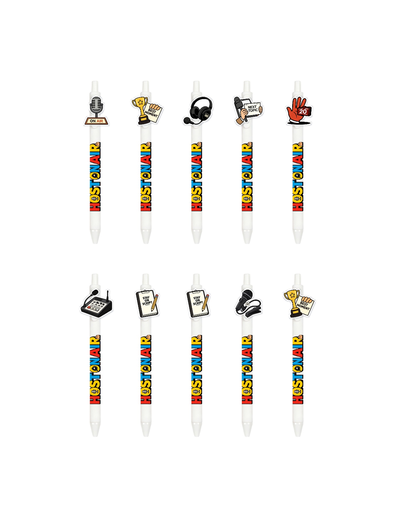 Host Pens Microphone Logo Black Ink - 10-Pack