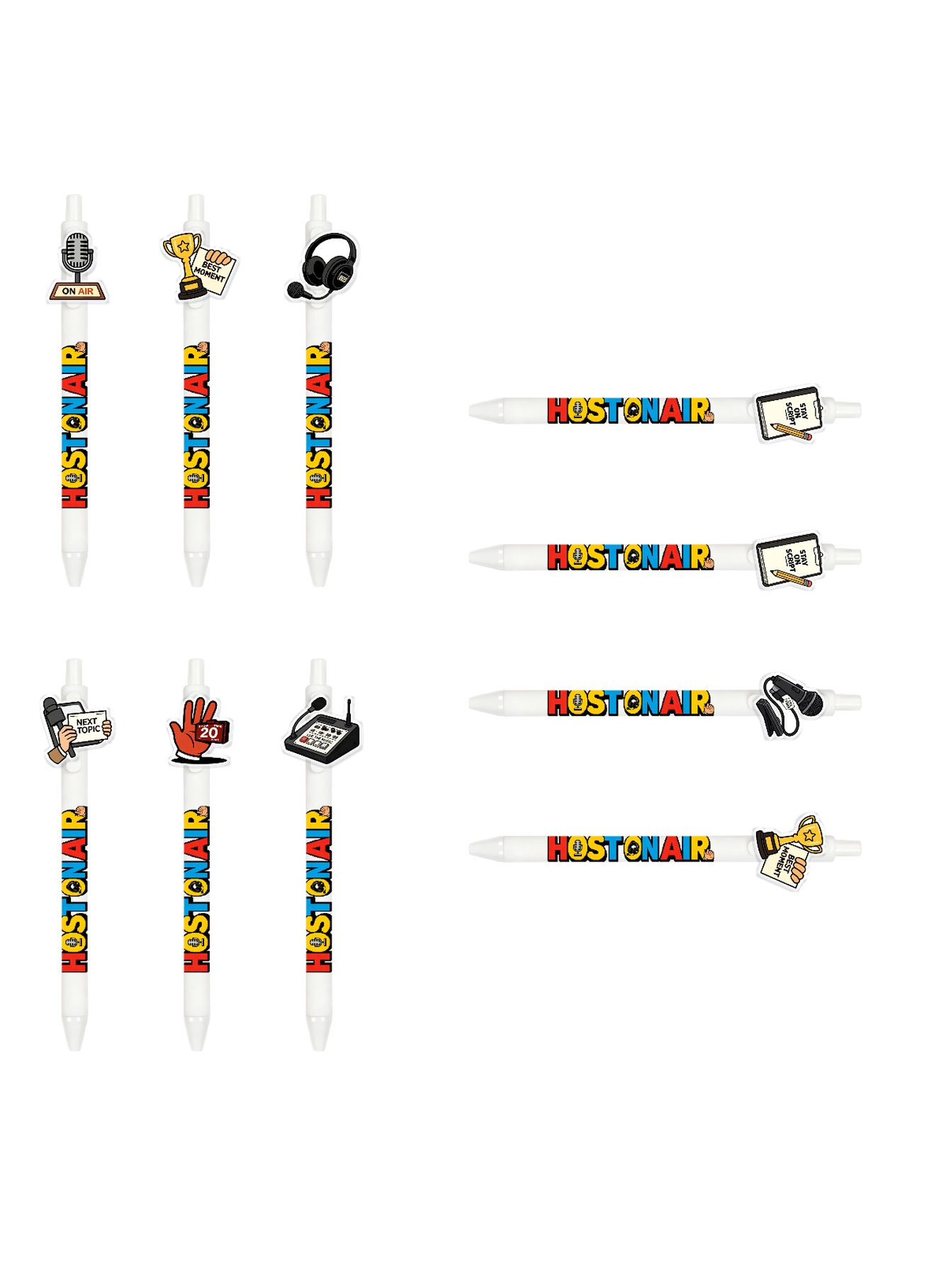 Host Pens Microphone Logo Black Ink - 10-Pack