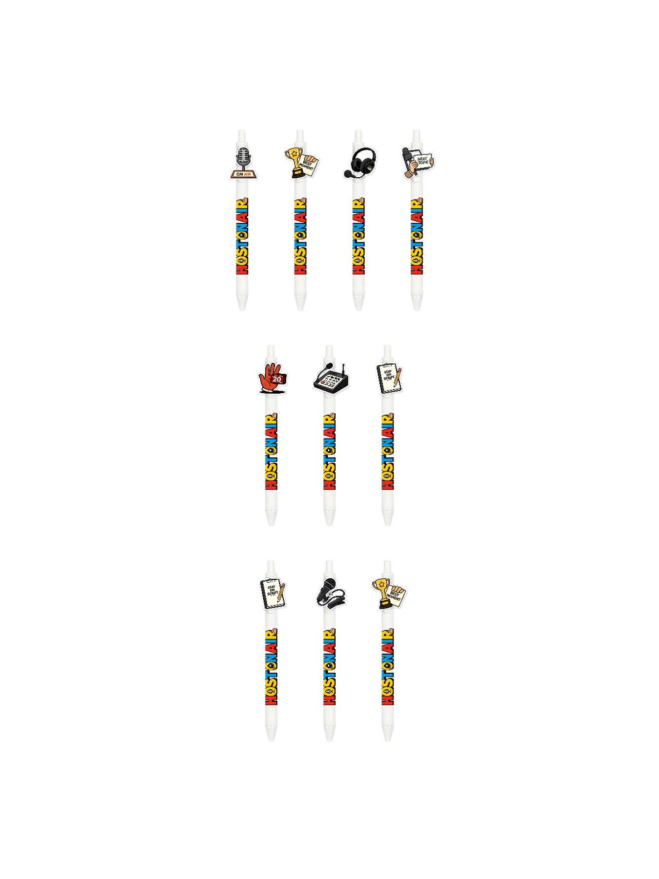 Host Pens Microphone Logo Black Ink - 10-Pack