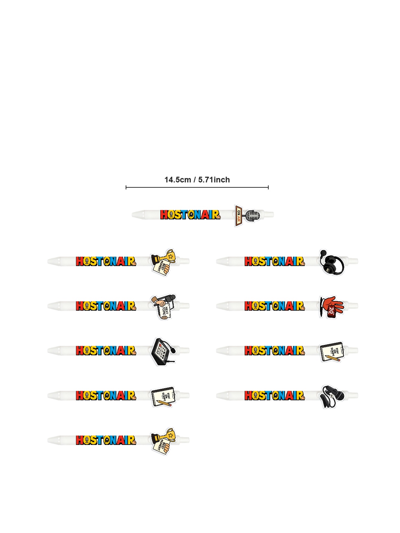 Host Pens Microphone Logo Black Ink - 10-Pack