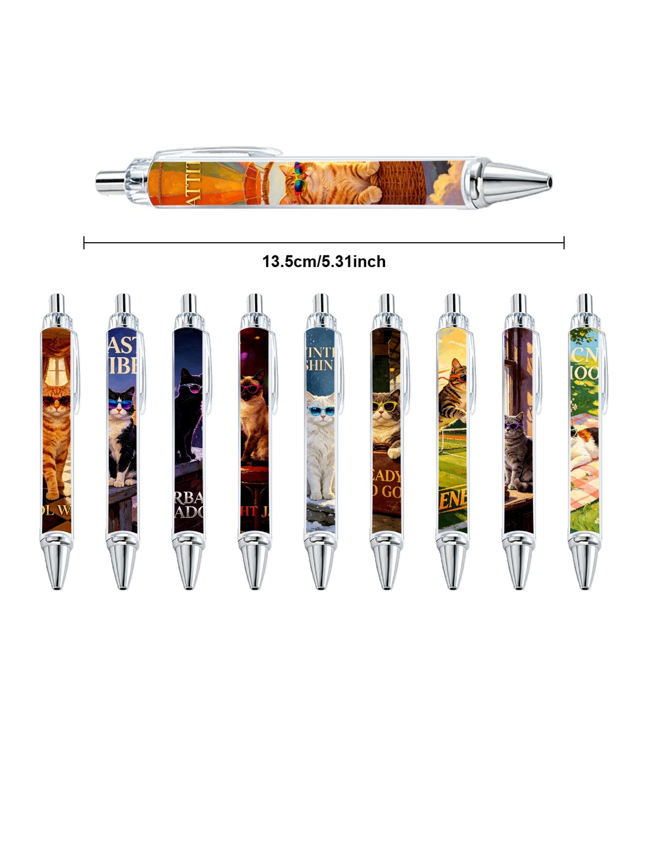 Cat Sunglasses Gel Pens Black Ink - 10-Pack