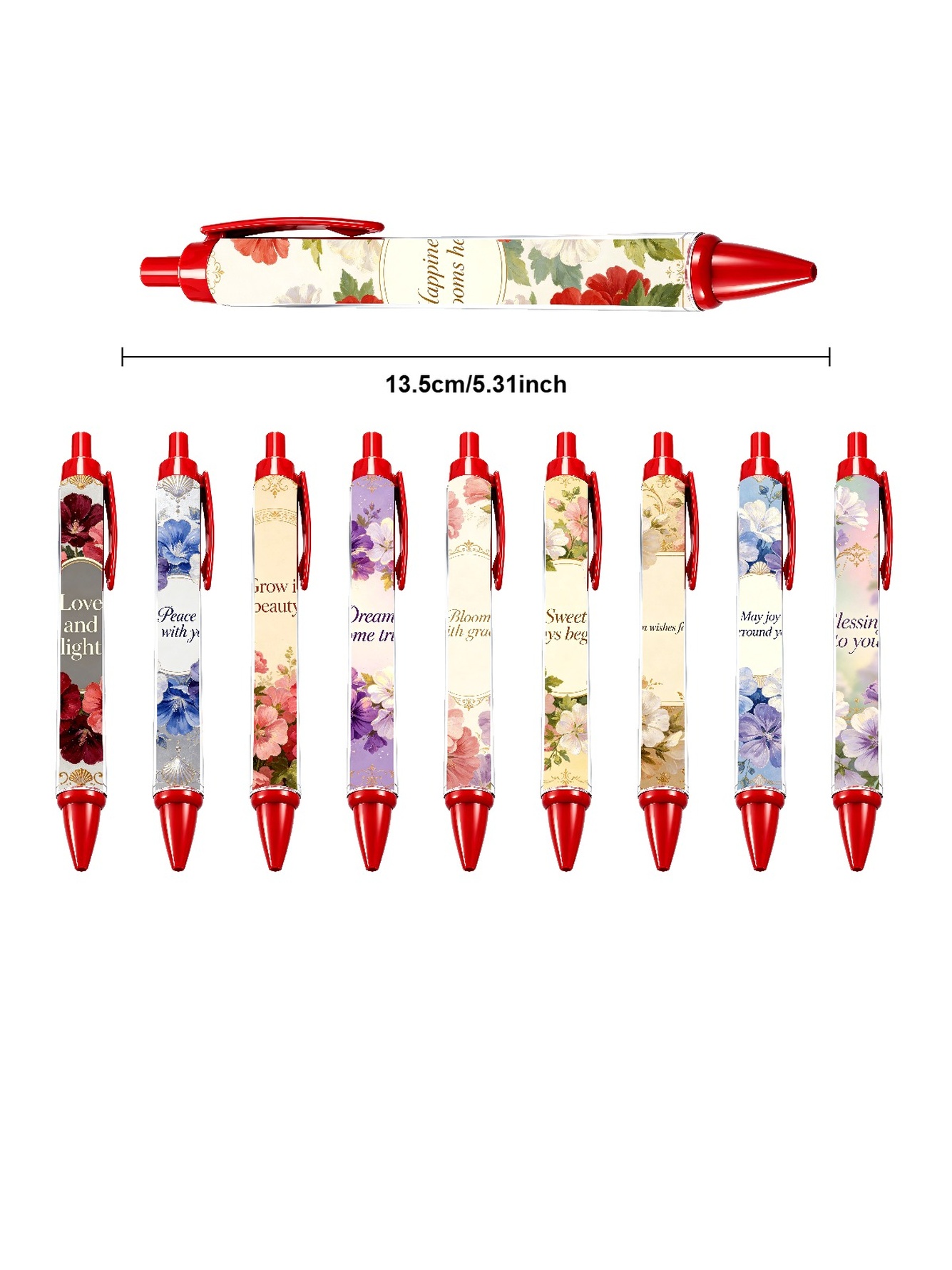 Rose Pen Red Radiant Smile - 10-Pack
