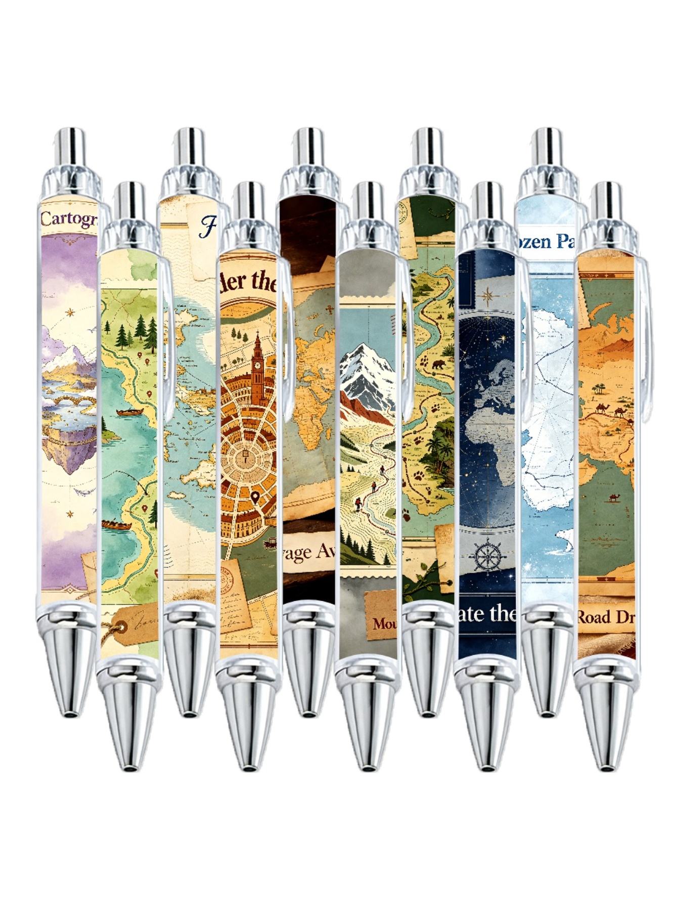Map Gel Pens - 10-Pack