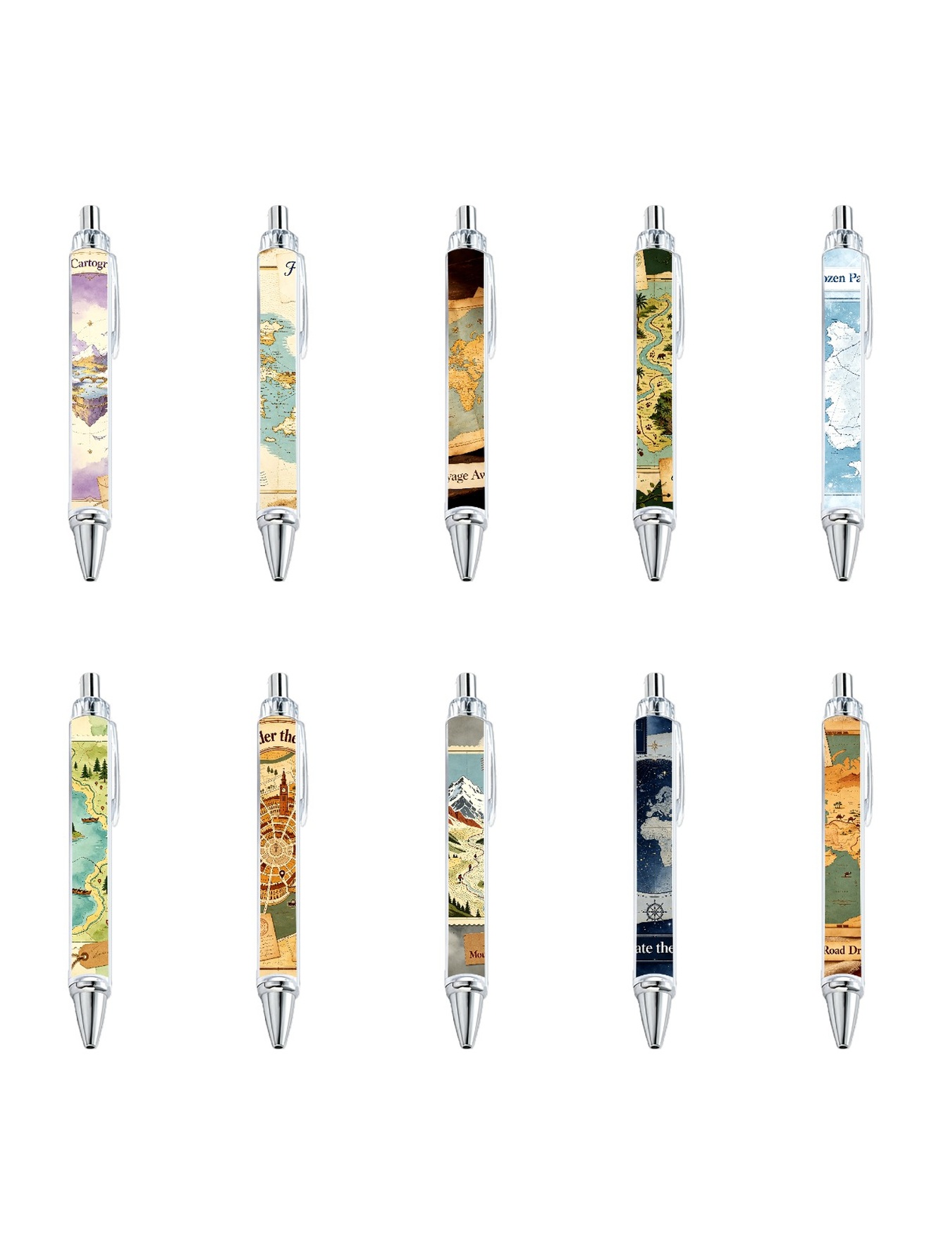 Map Gel Pens - 10-Pack