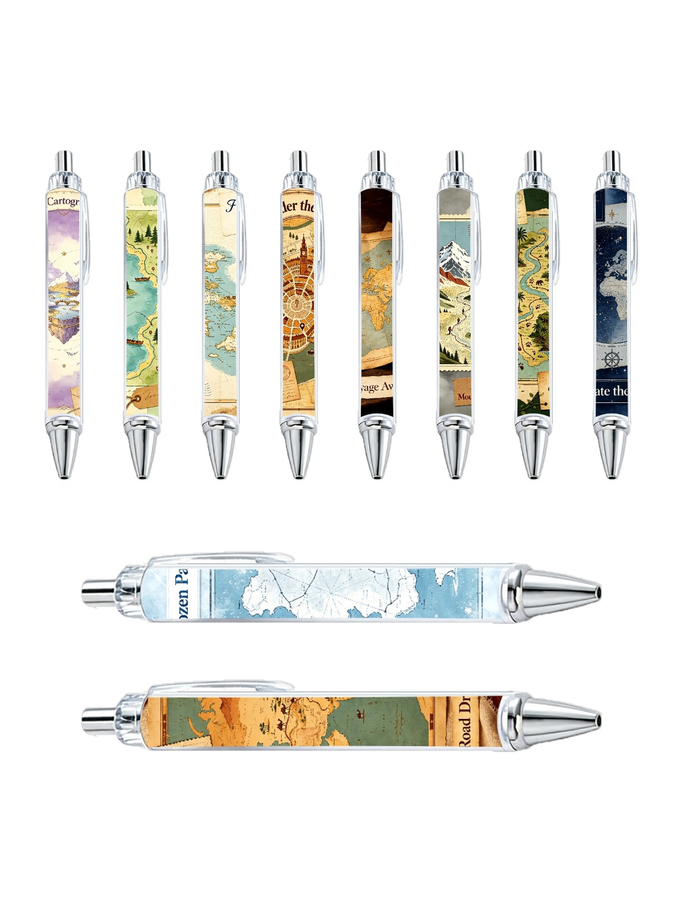 Map Gel Pens - 10-Pack