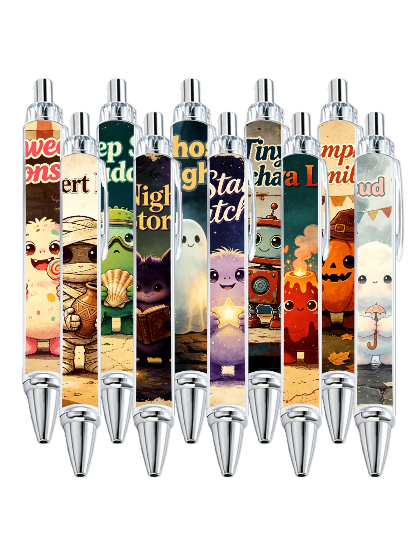 Monster Theme Gel Pens Black Ink - 10-Pack
