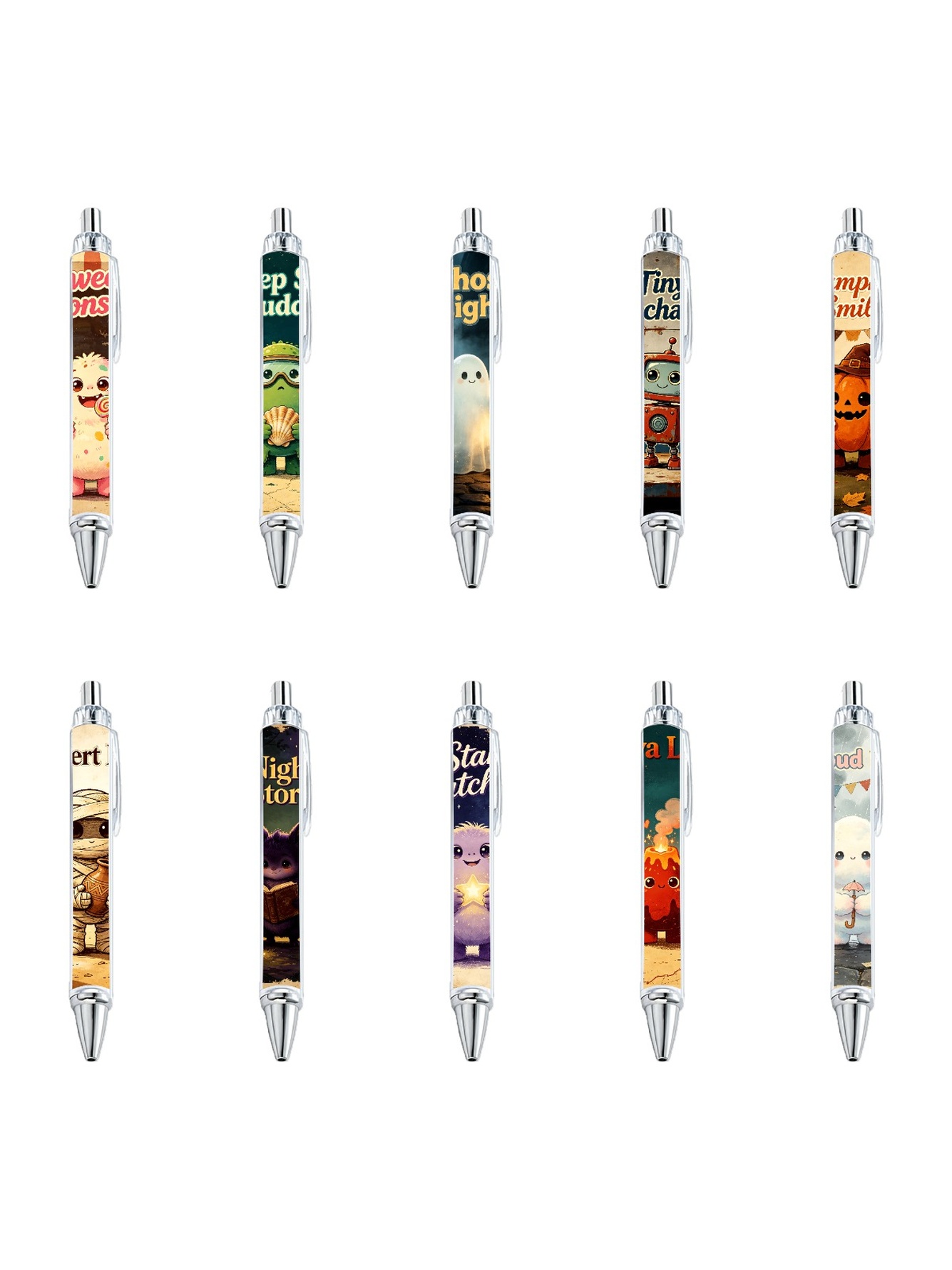 Monster Theme Gel Pens Black Ink - 10-Pack