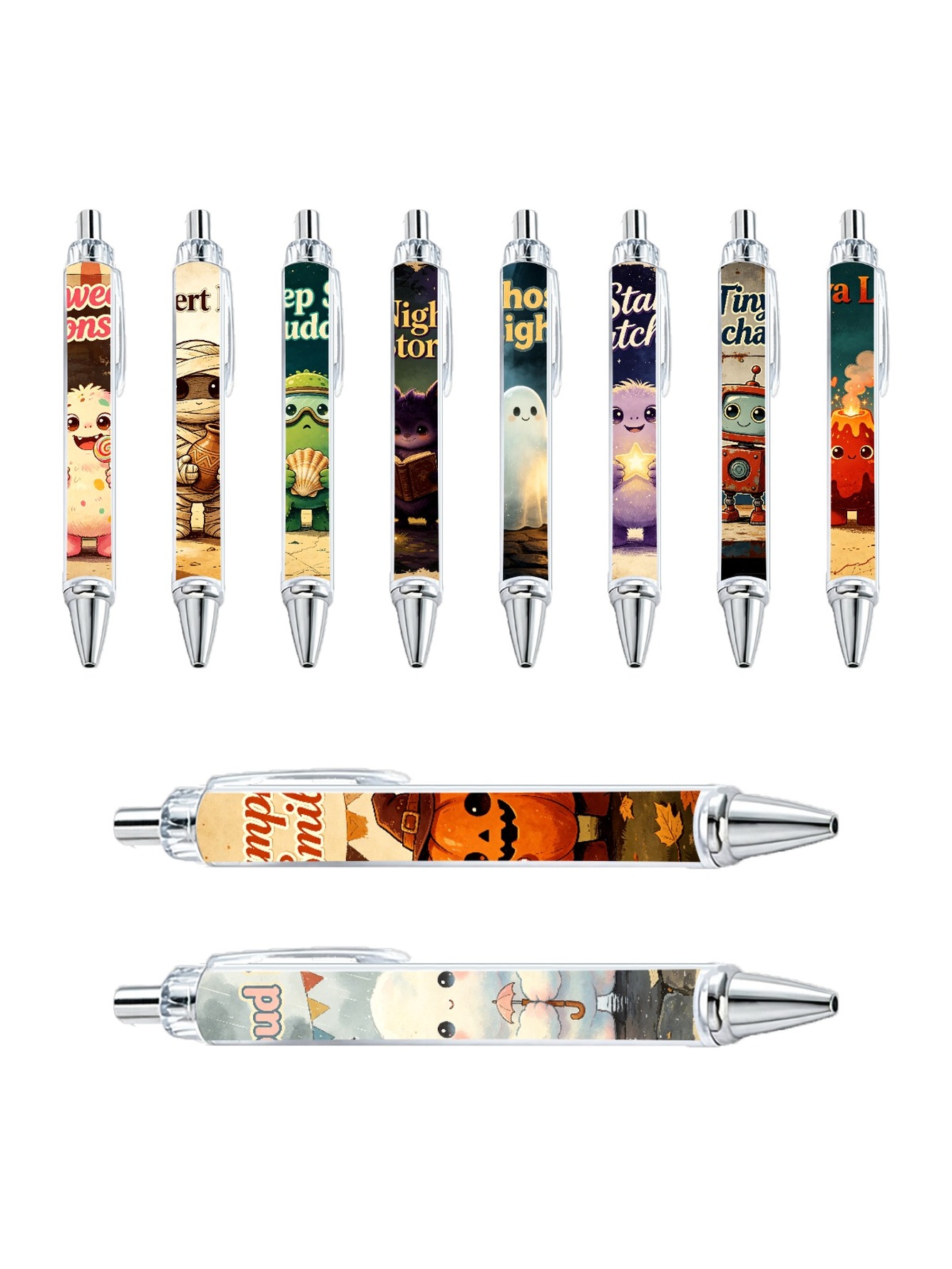 Monster Theme Gel Pens Black Ink - 10-Pack