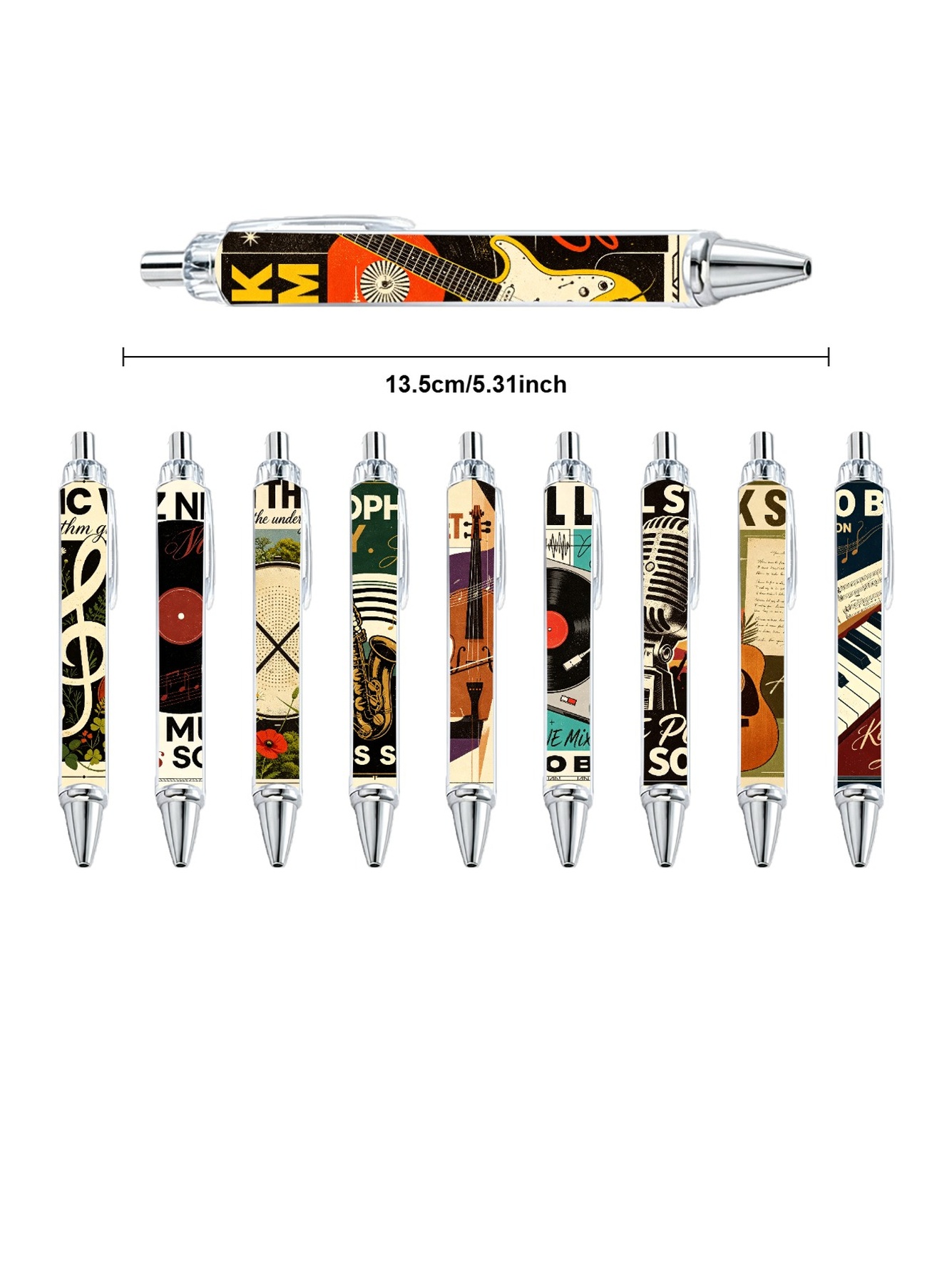 Music Instruments Ballpoint Pens - 10-Pack