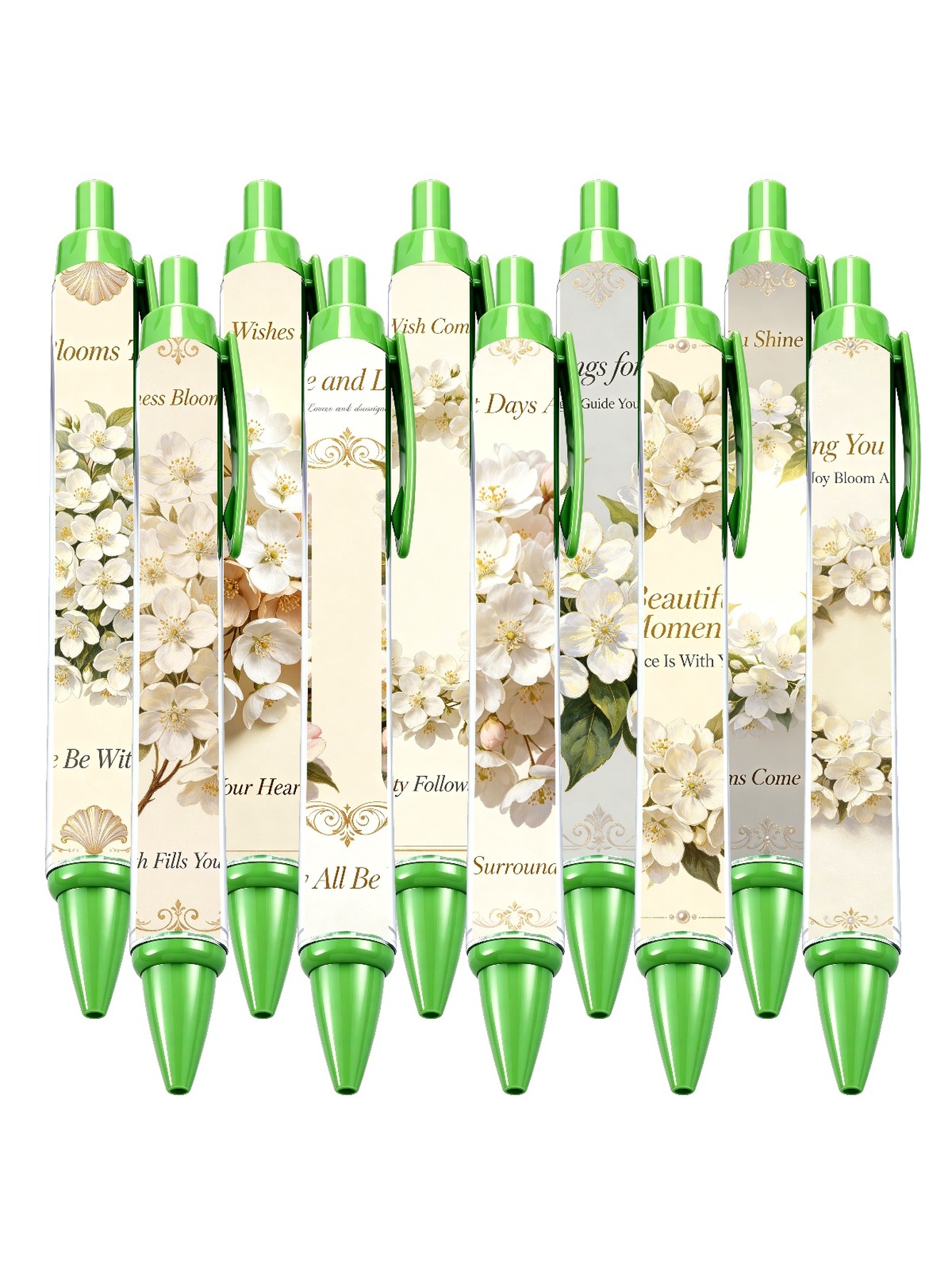 Green Leaf Retractable Pen - 10-Pack