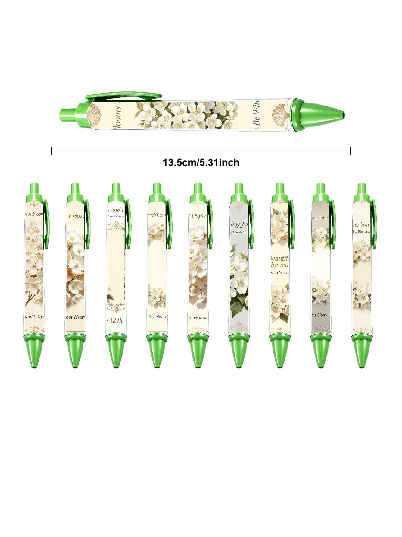 Green Leaf Retractable Pen - 10-Pack