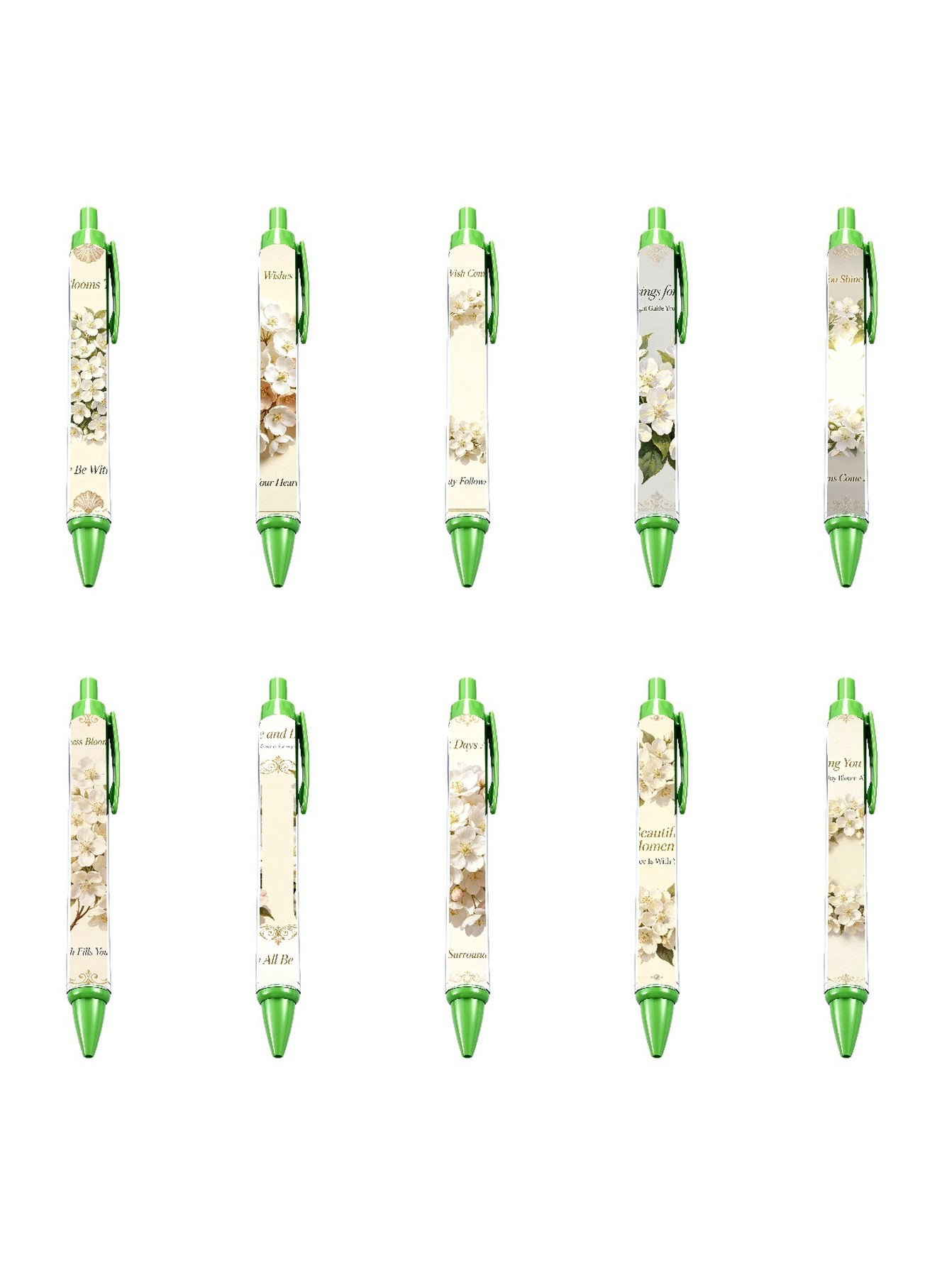 Green Leaf Retractable Pen - 10-Pack