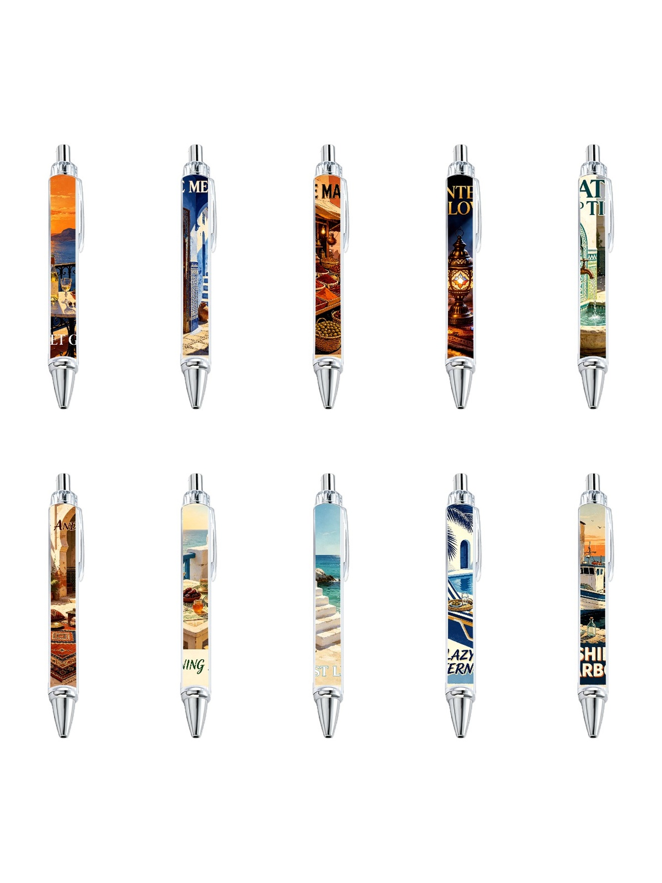 Morocco Travel Gel Pens, Black Ink - 10-Pack