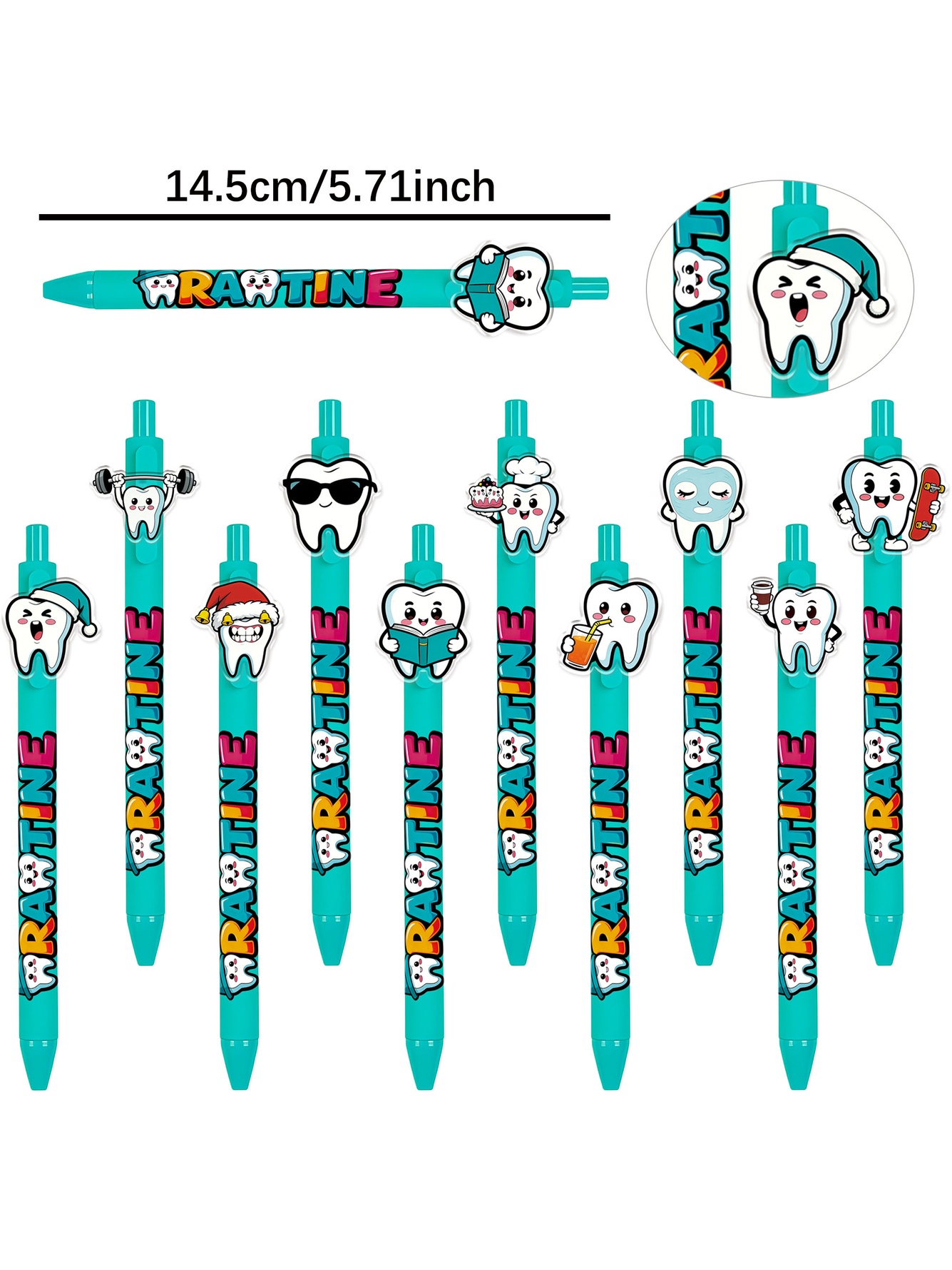 Teeth Patterned Ballpoint Pens - 10-Pack