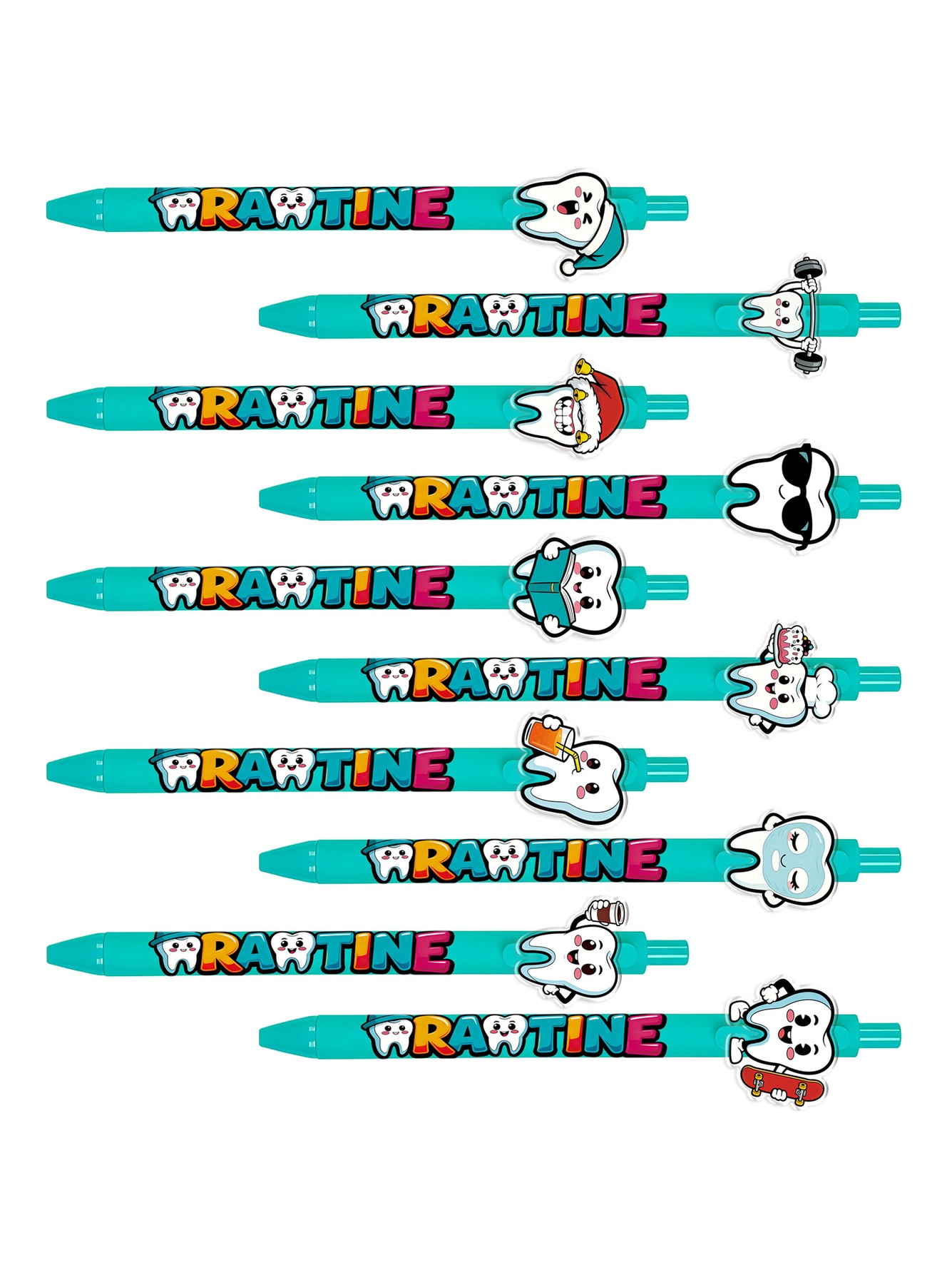 Teeth Patterned Ballpoint Pens - 10-Pack