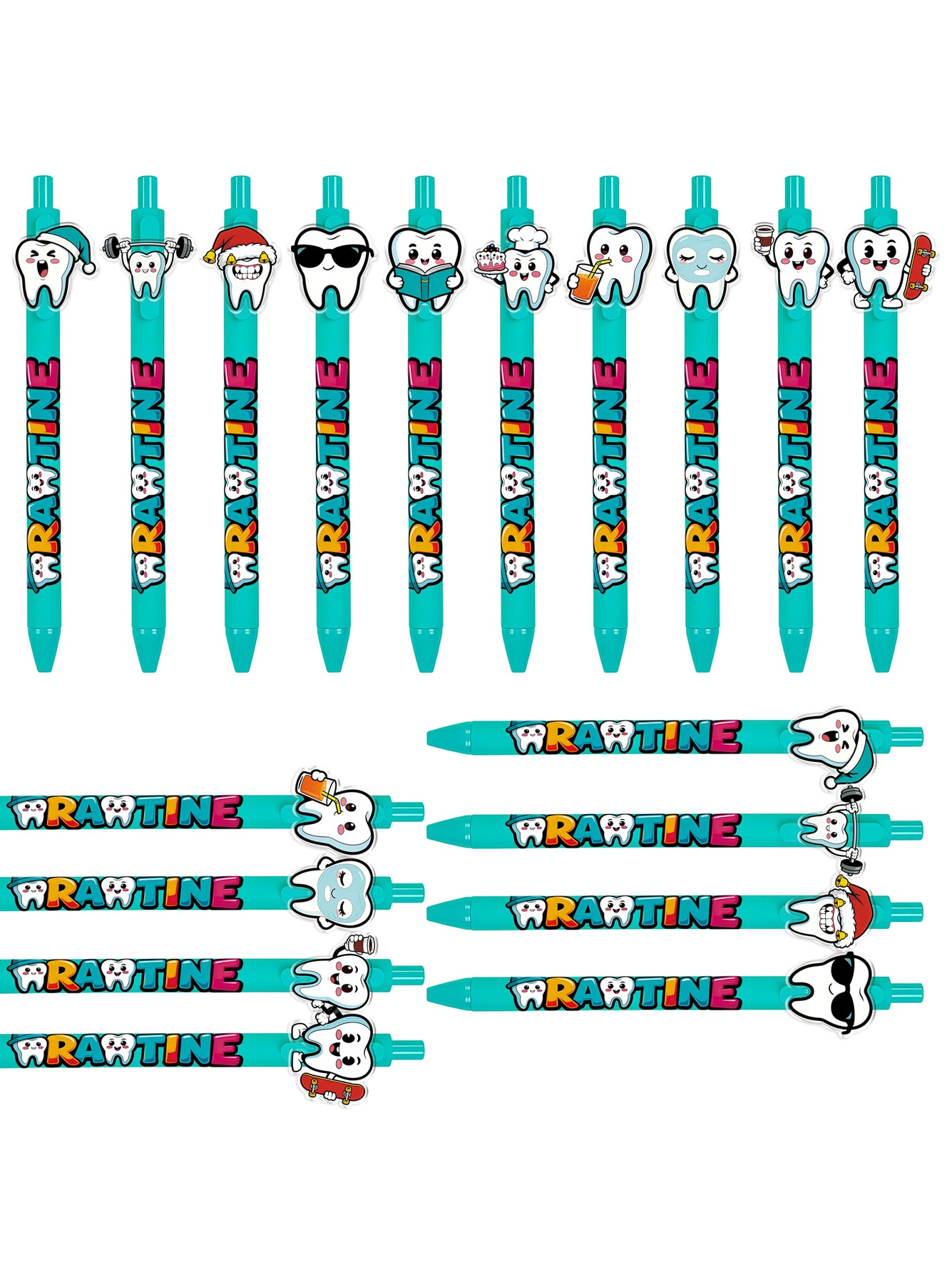 Teeth Patterned Ballpoint Pens - 10-Pack