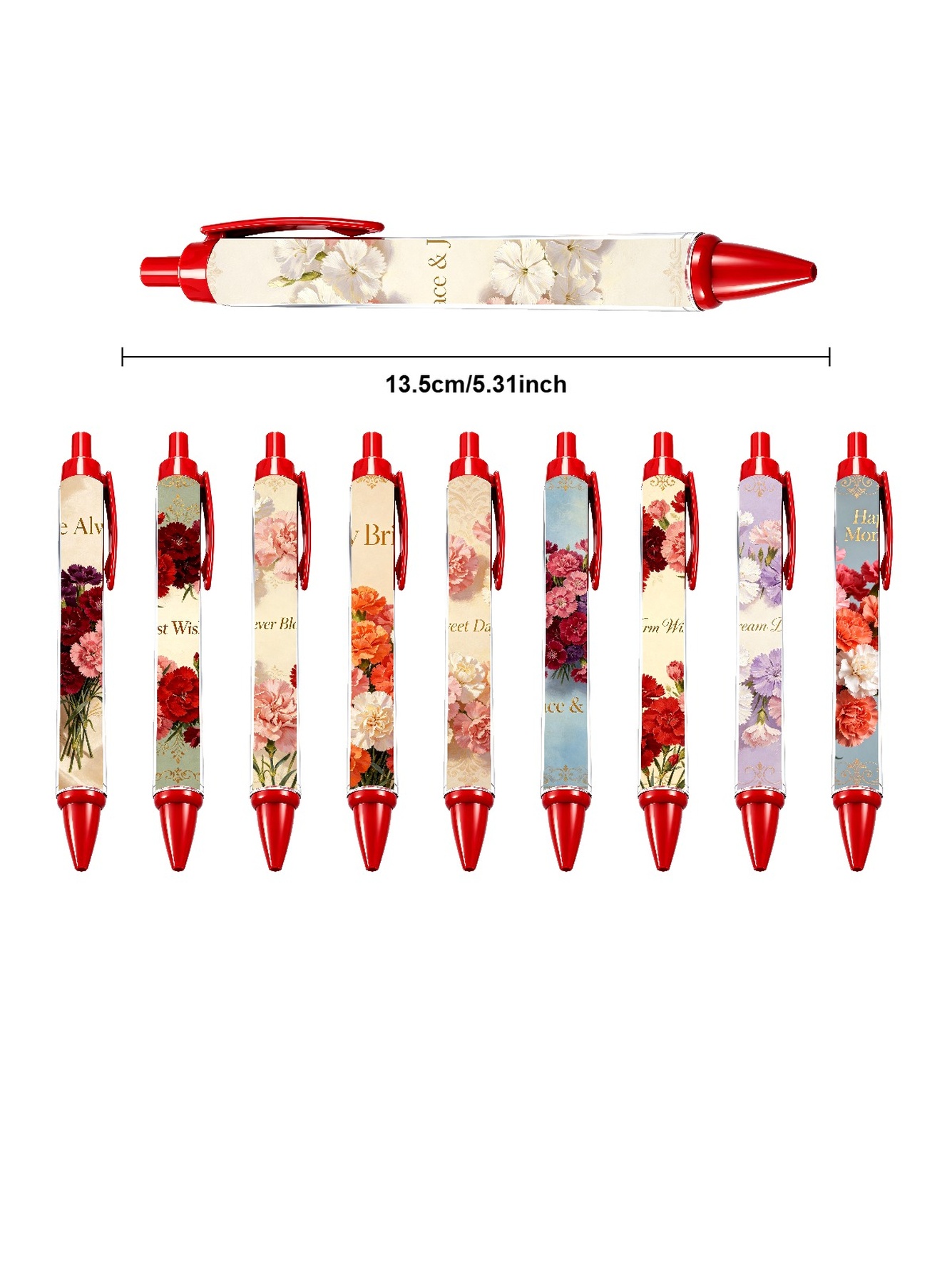 Red Peony Pen Peace And Joy Black Ink - 10-Pack