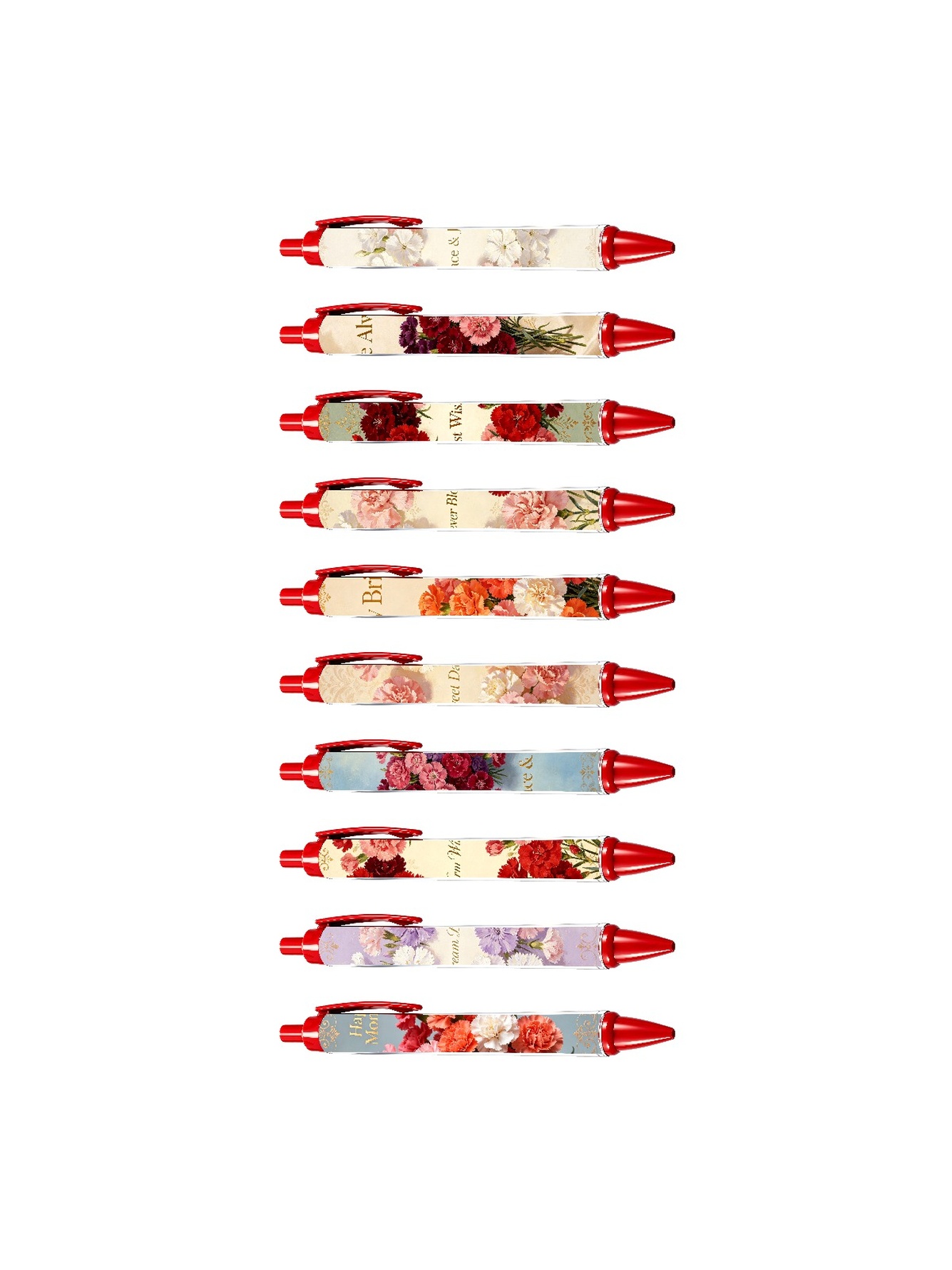 Red Peony Pen Peace And Joy Black Ink - 10-Pack