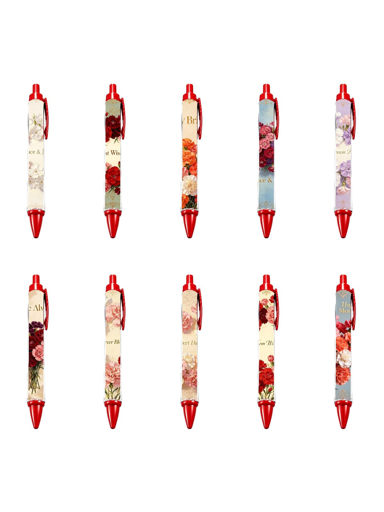 Red Peony Pen Peace And Joy Black Ink - 10-Pack