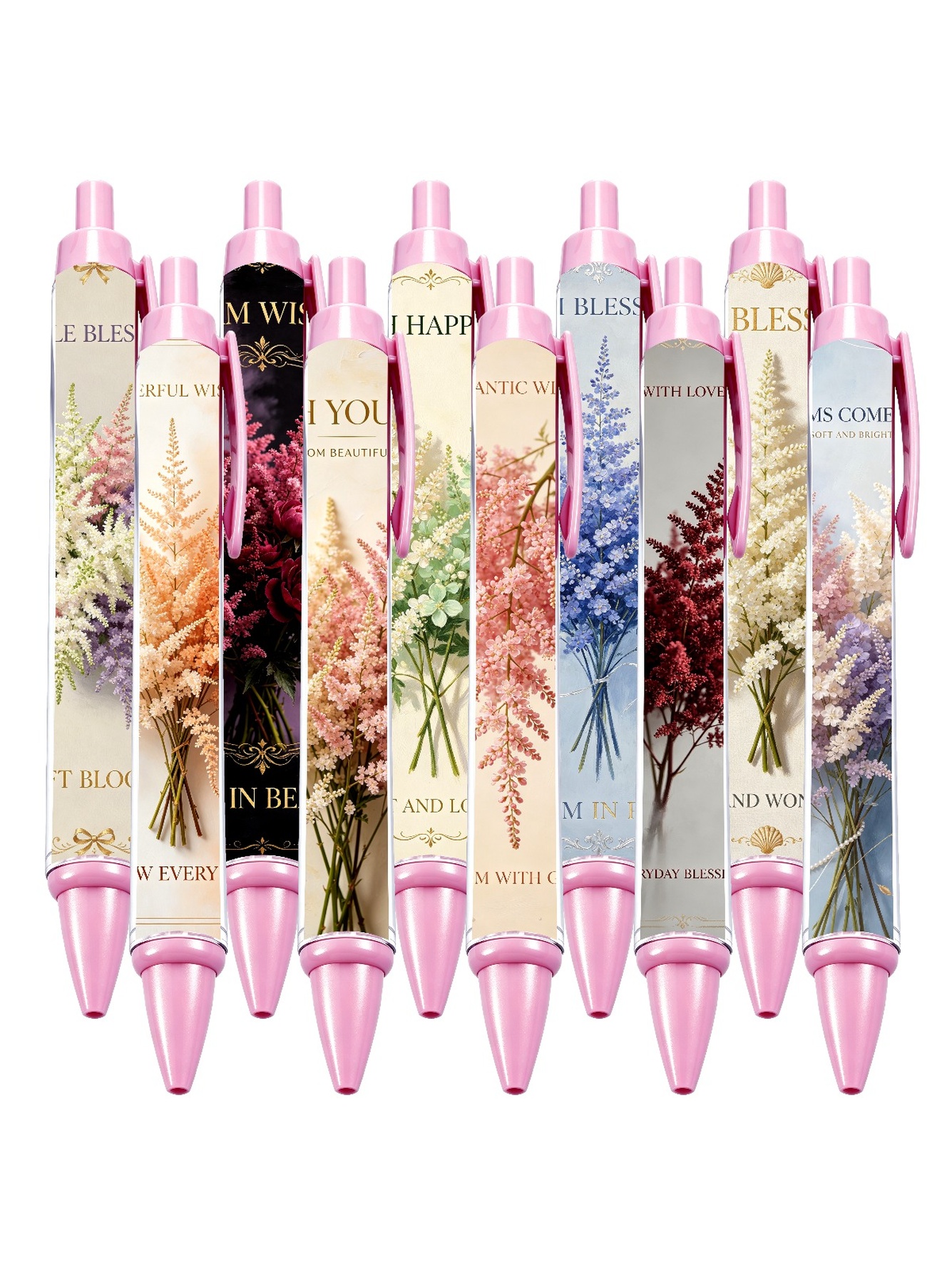Pink Peony Pen Black Ink - 10-Pack