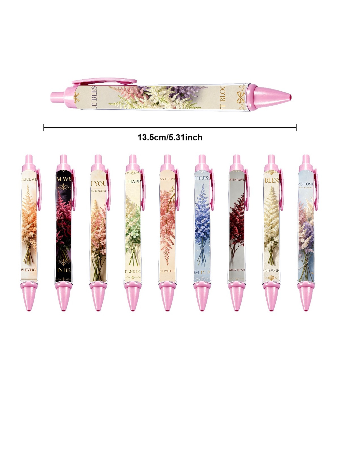 Pink Peony Pen Black Ink - 10-Pack