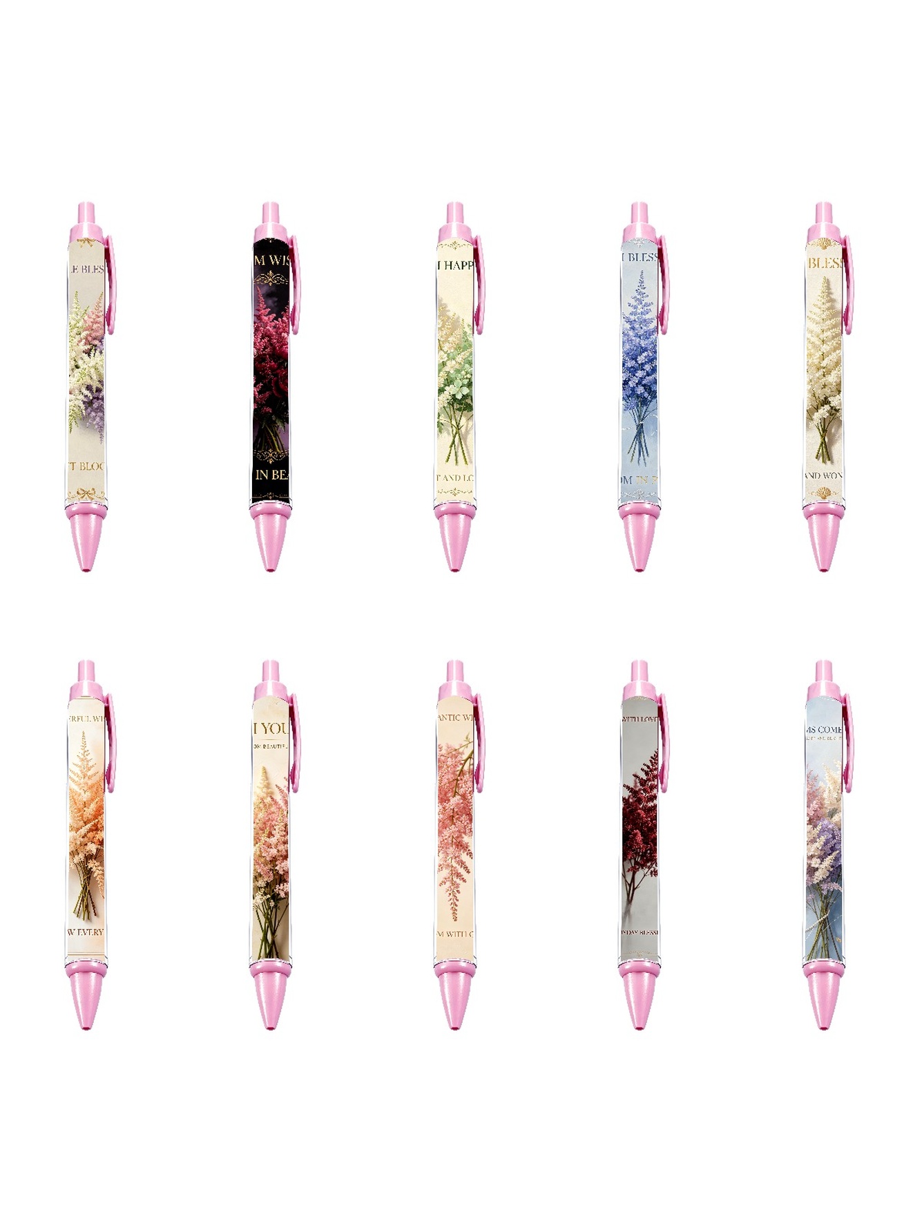 Pink Peony Pen Black Ink - 10-Pack