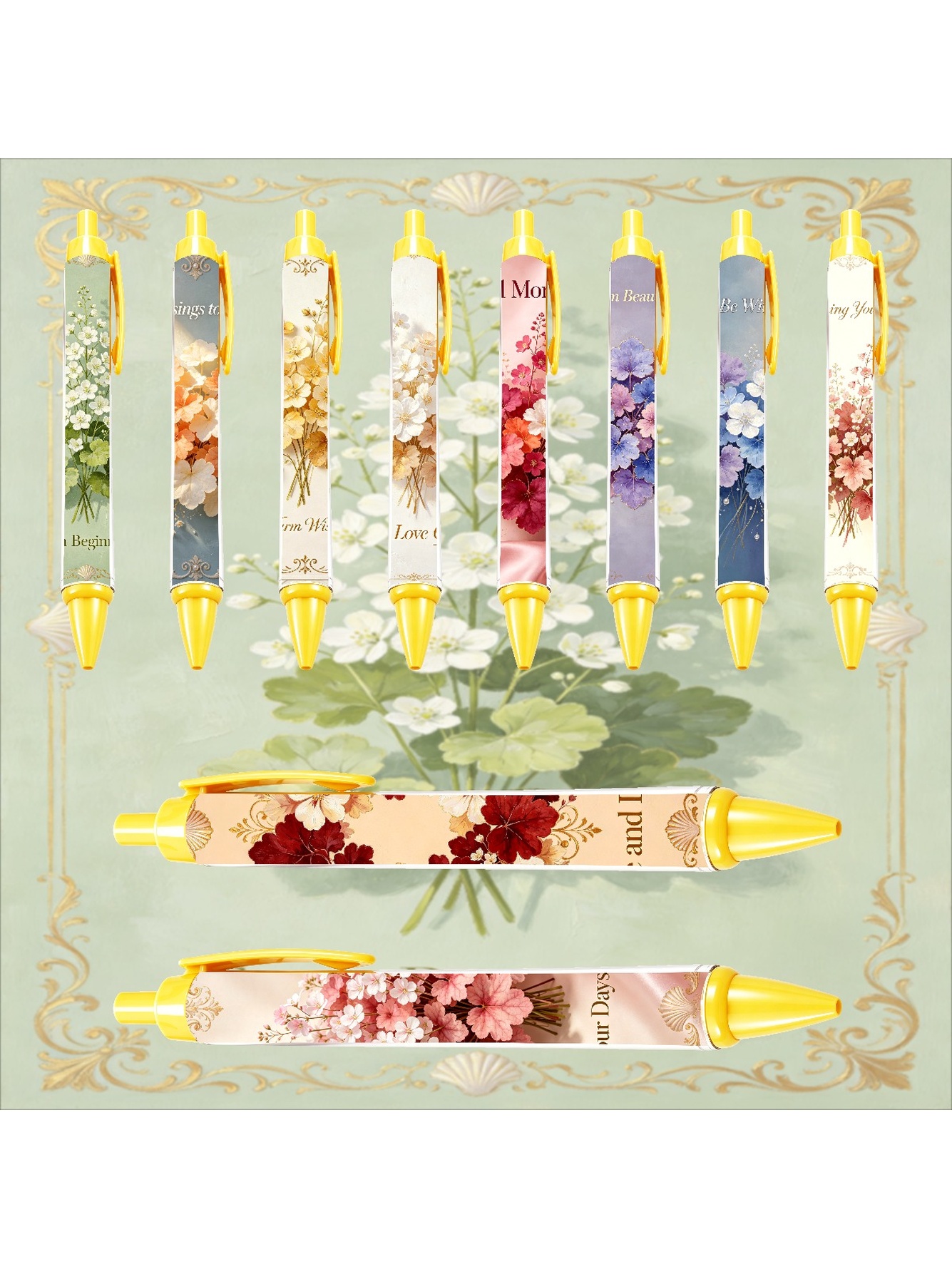 Chrysanthemum Retractable Pen - 10-Pack