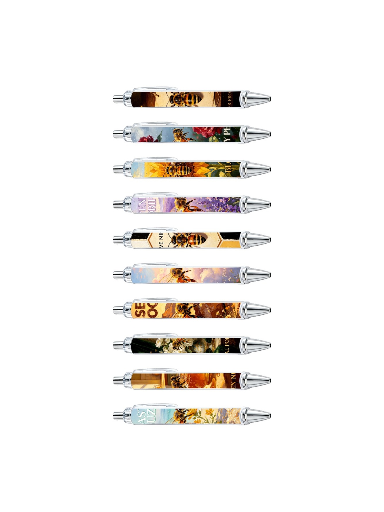 Bee Gel Pens, Honey Bee Pattern, Black Ink - 10-Pack