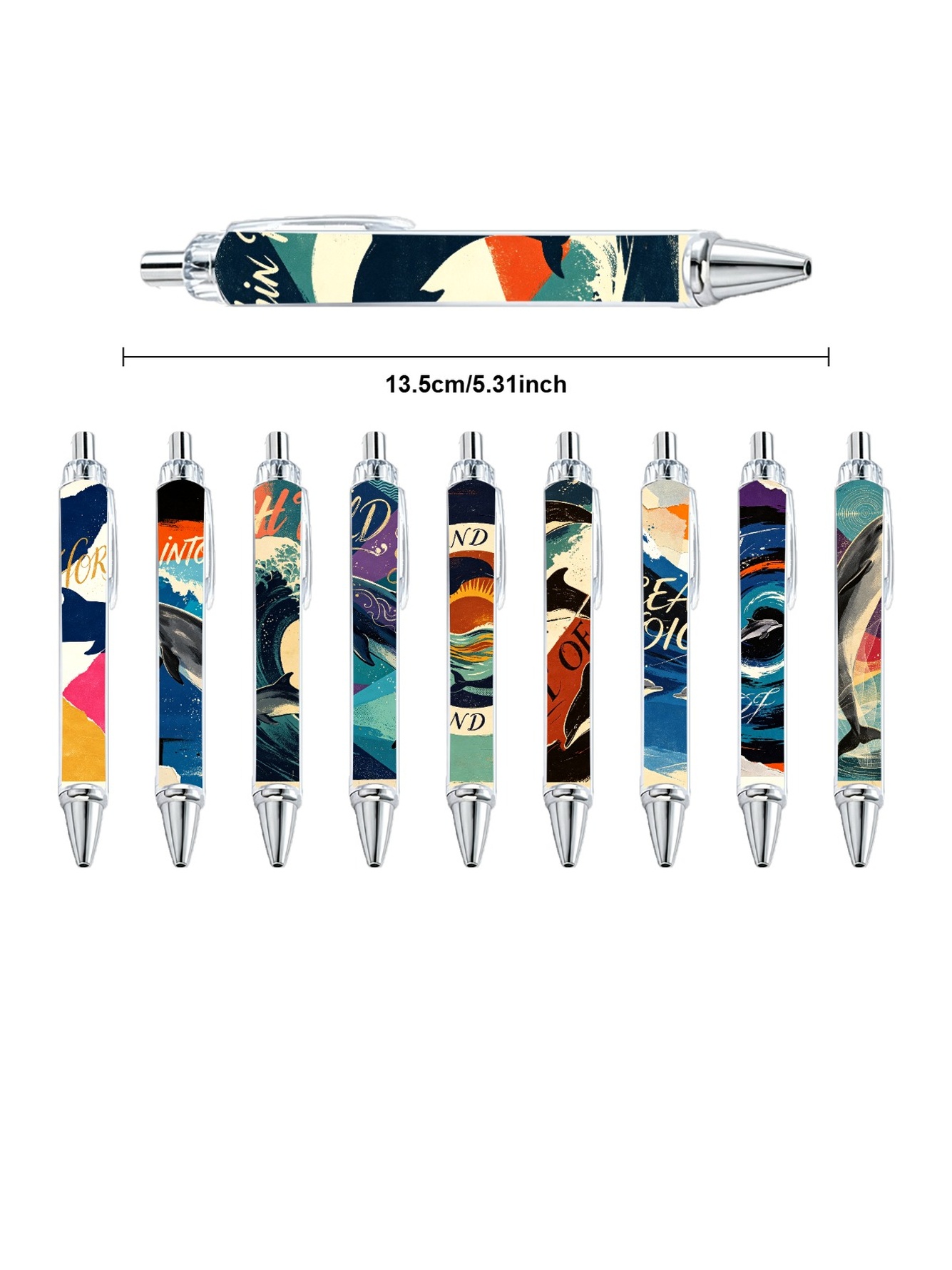 Dolphin Wave Sunrise Ballpoint Pens - 10-Pack