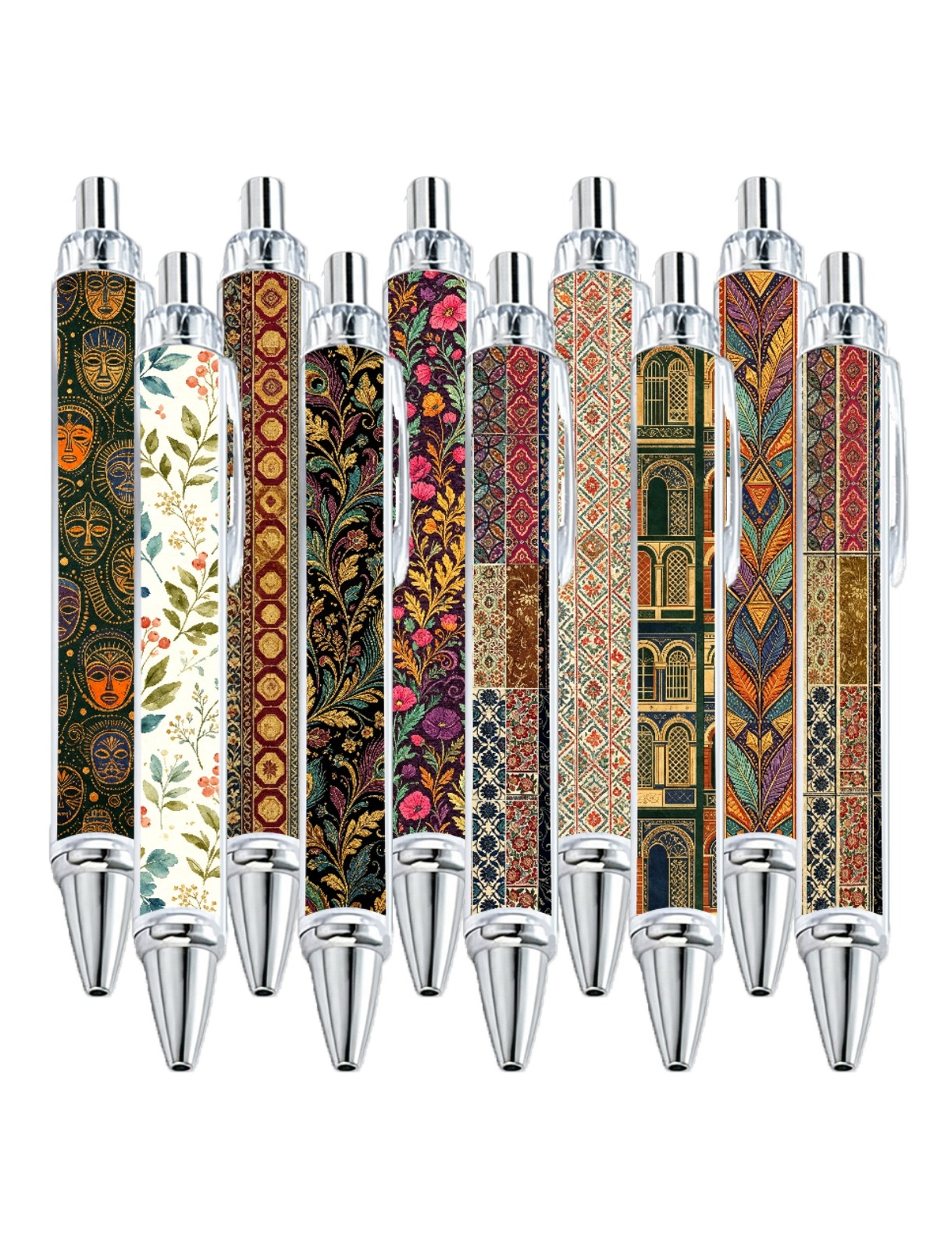 Classic Pattern Ballpoint Pen Black Ink - 10-Pack