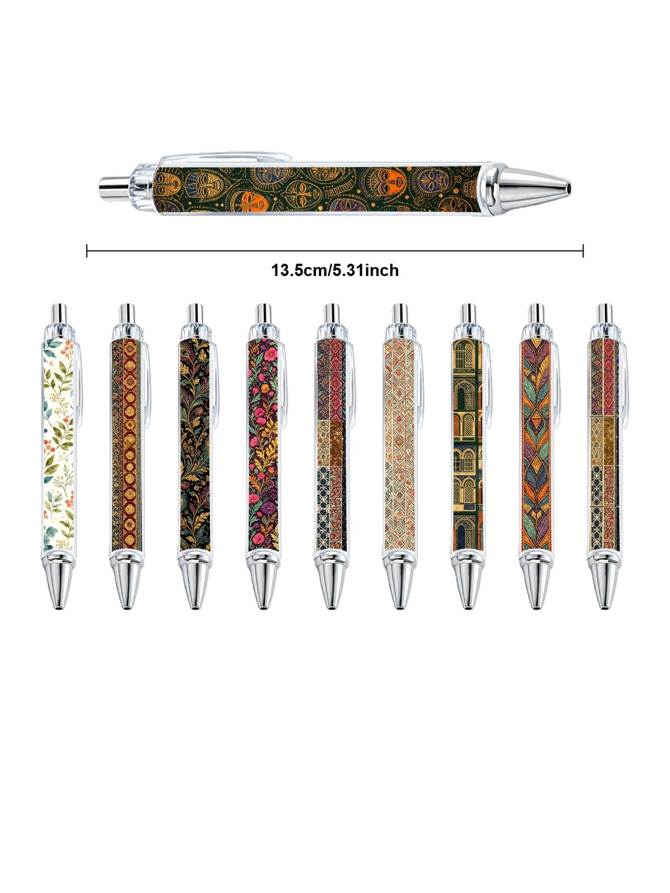 Classic Pattern Ballpoint Pen Black Ink - 10-Pack