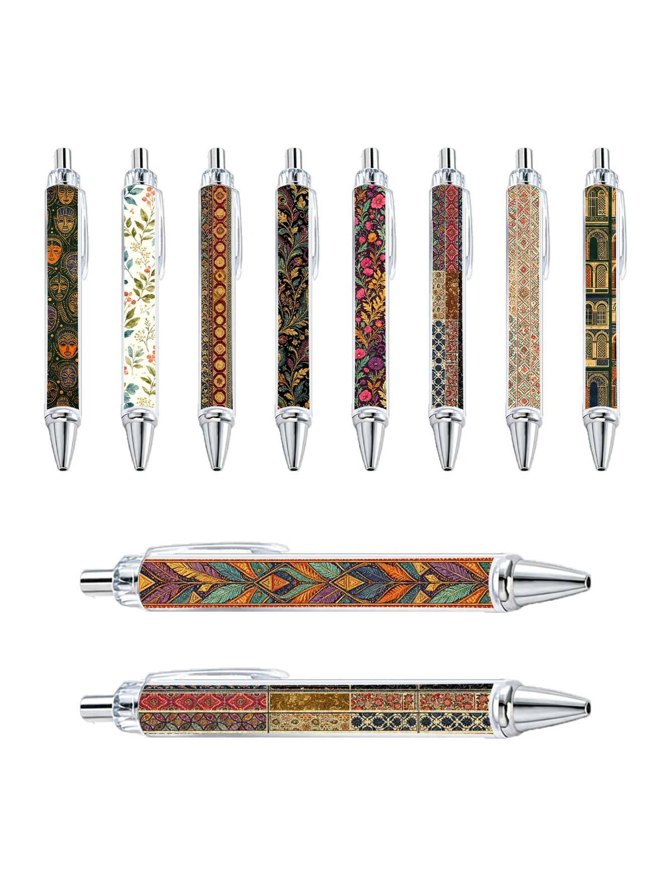 Classic Pattern Ballpoint Pen Black Ink - 10-Pack